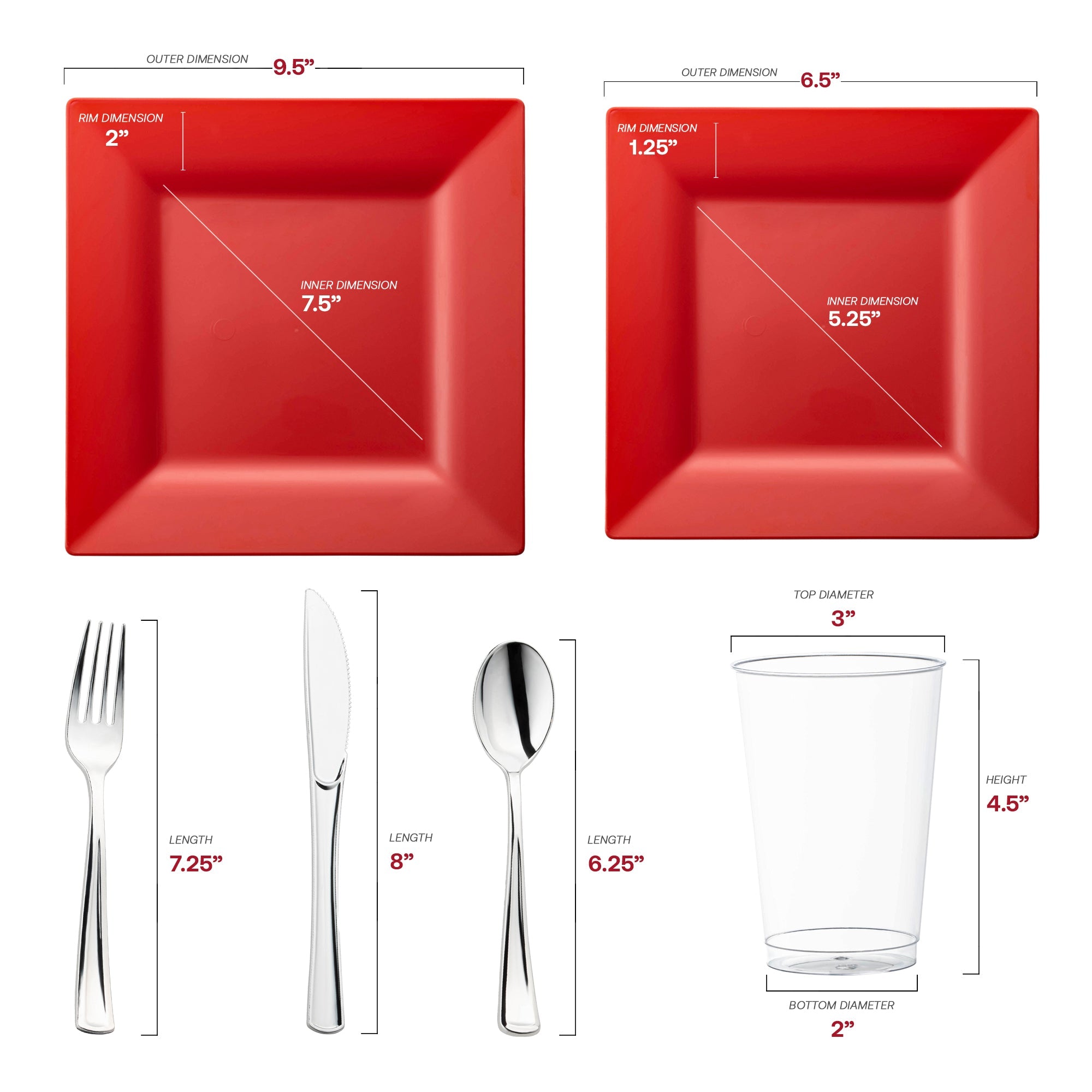 Red Square Plastic Wedding Value Set