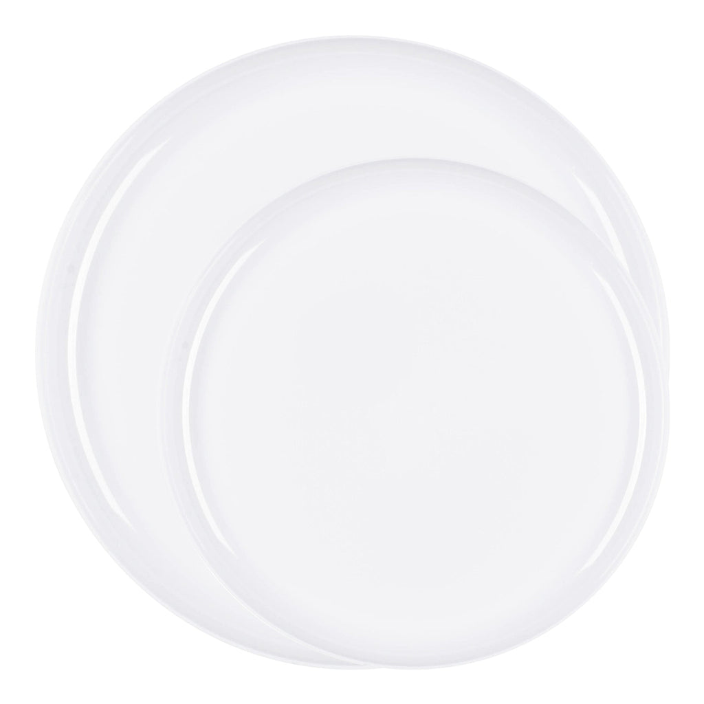 White Flat Round Disposable Plastic Dinnerware Value Set