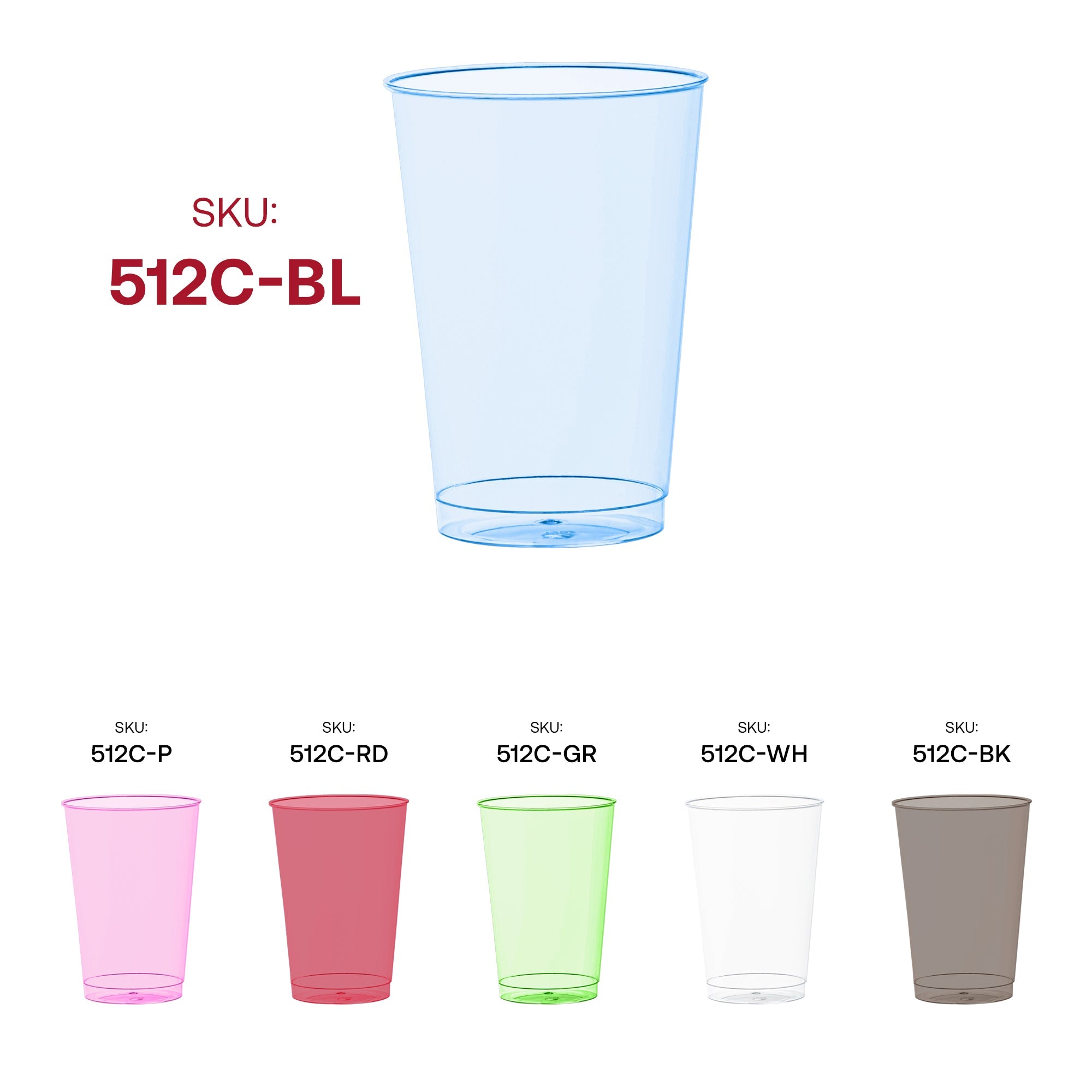 Clear Blue Disposable Plastic Party Cups (12 oz. )