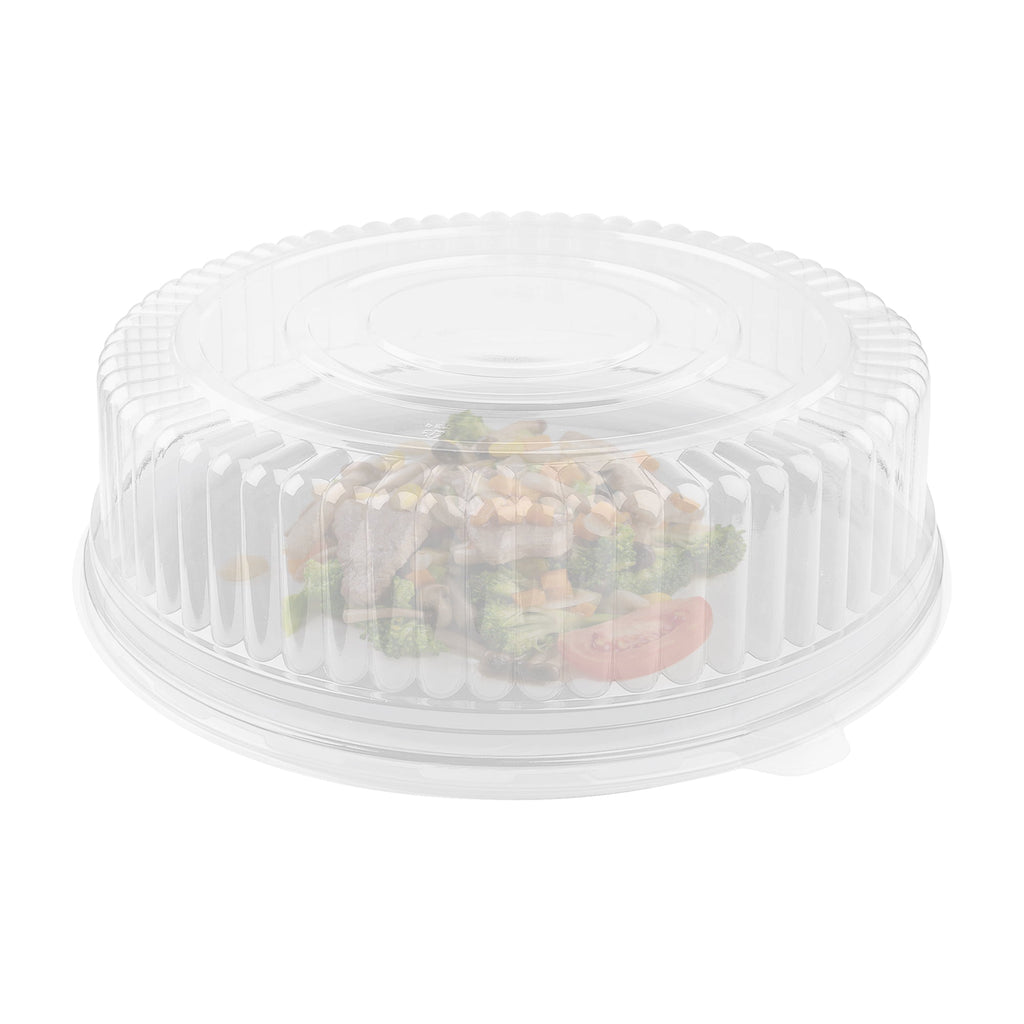 18" Clear Round Plastic Trays with Lids