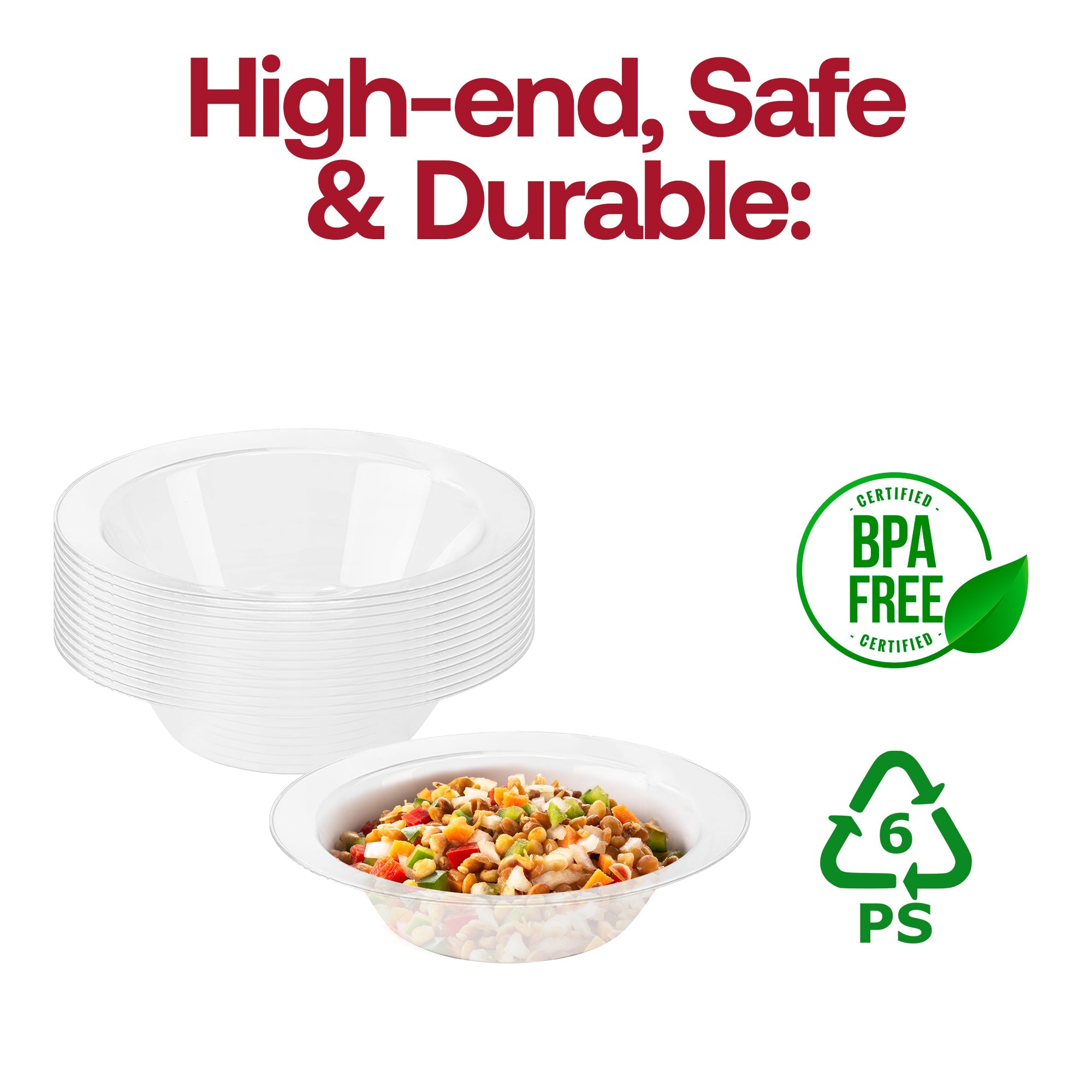 Clear Economy Round Plastic Soup Bowls (12 oz.)