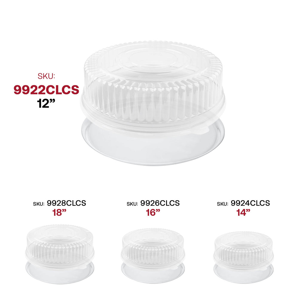 12" Clear Round Plastic Trays with Lids