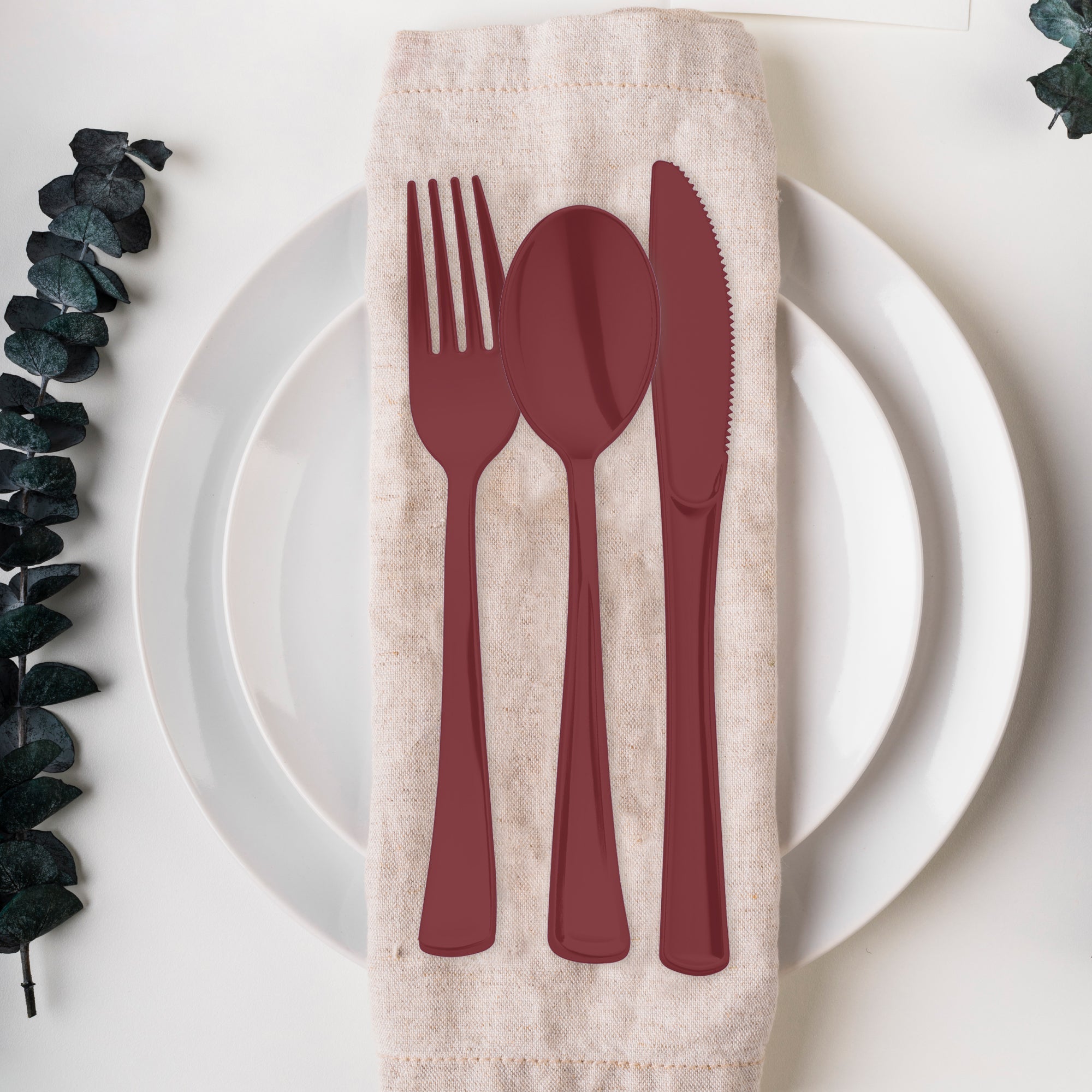 Red Disposable Plastic Party Cutlery Set