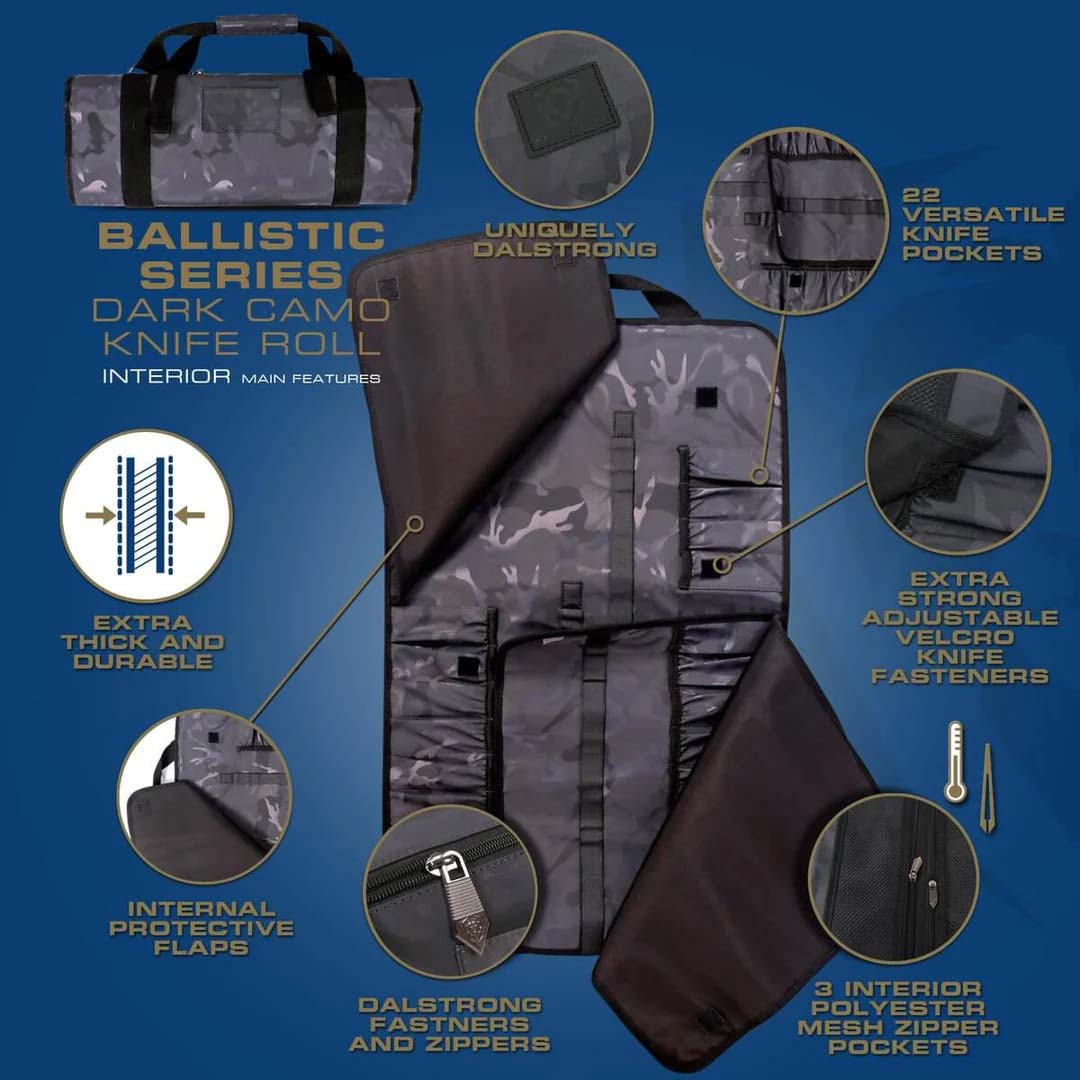 Premium Knife Roll | Dark Camo | Ballistic Series | Dalstrong ©