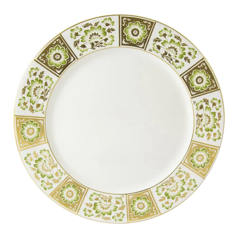 Royal Crown Derby Green Panel 10" Dinner Plate