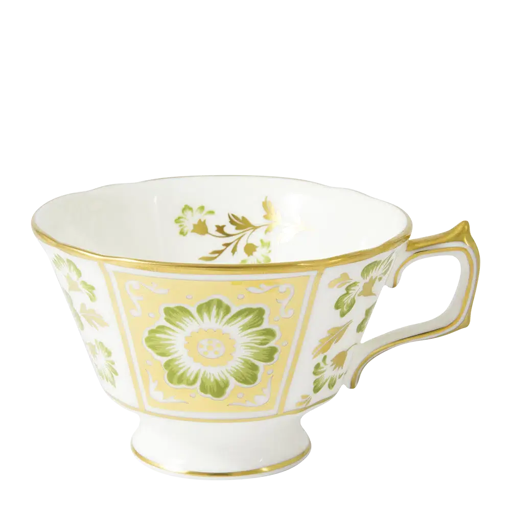 Royal Crown Derby Green Panel Tea Cup & Saucer