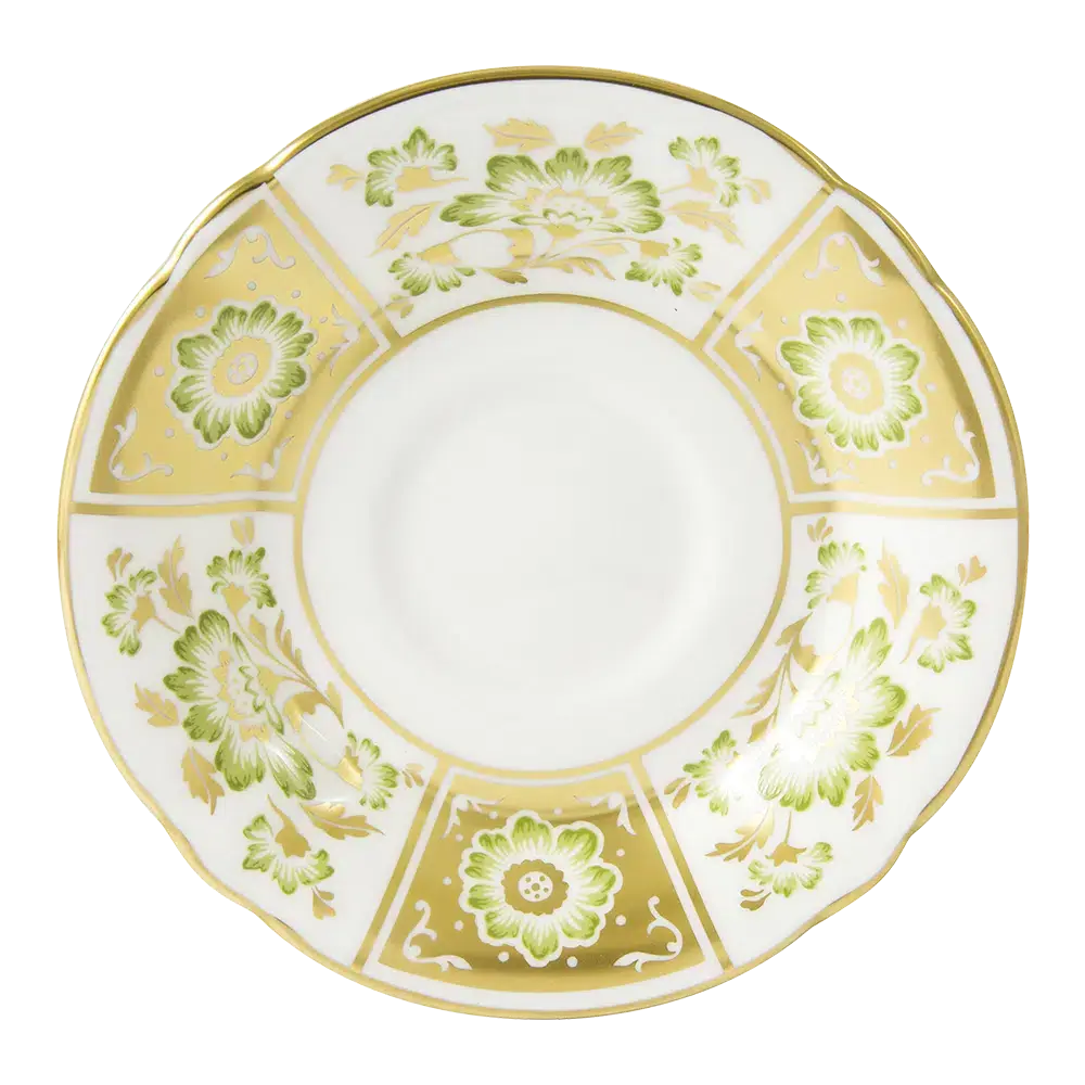 Royal Crown Derby Green Panel Tea Cup & Saucer