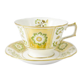 Royal Crown Derby Green Panel Breakfast Cup & Saucer