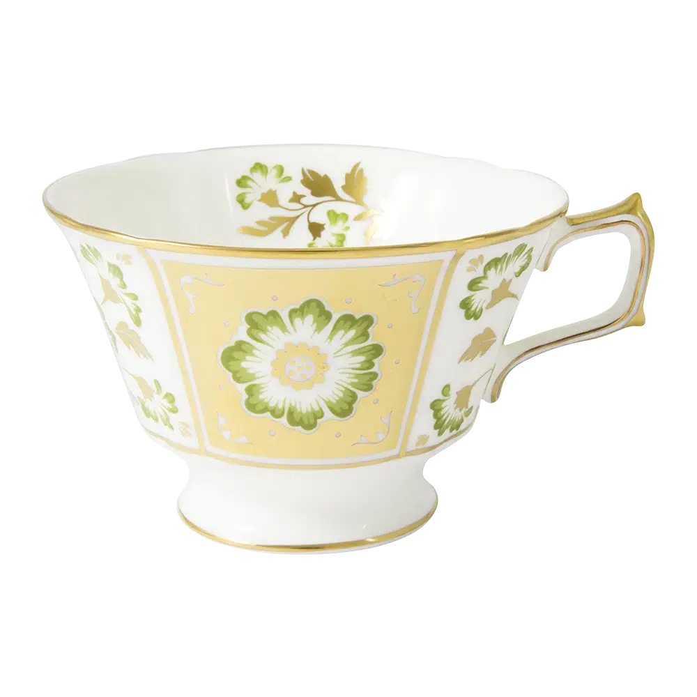Royal Crown Derby Green Panel Breakfast Cup & Saucer