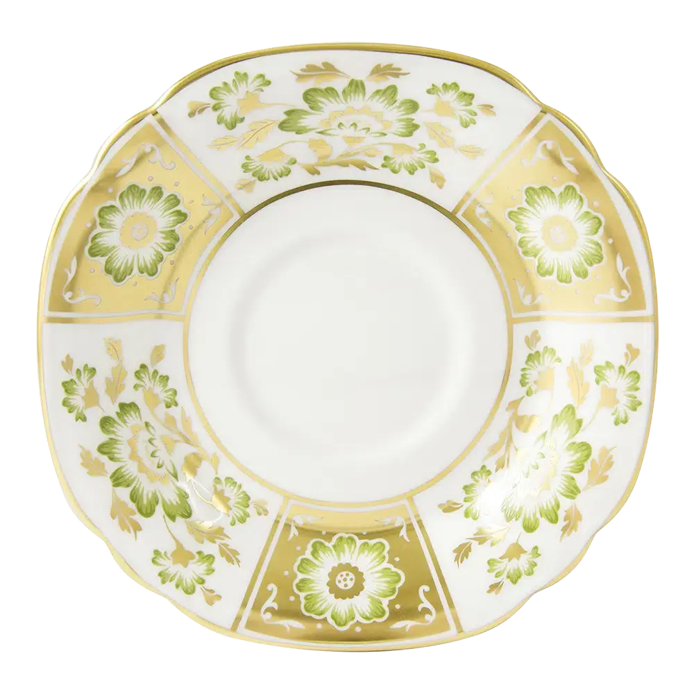 Royal Crown Derby Green Panel Breakfast Cup & Saucer
