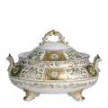Royal Crown Derby Green Panel Covered Vegetable Dish Porcelain