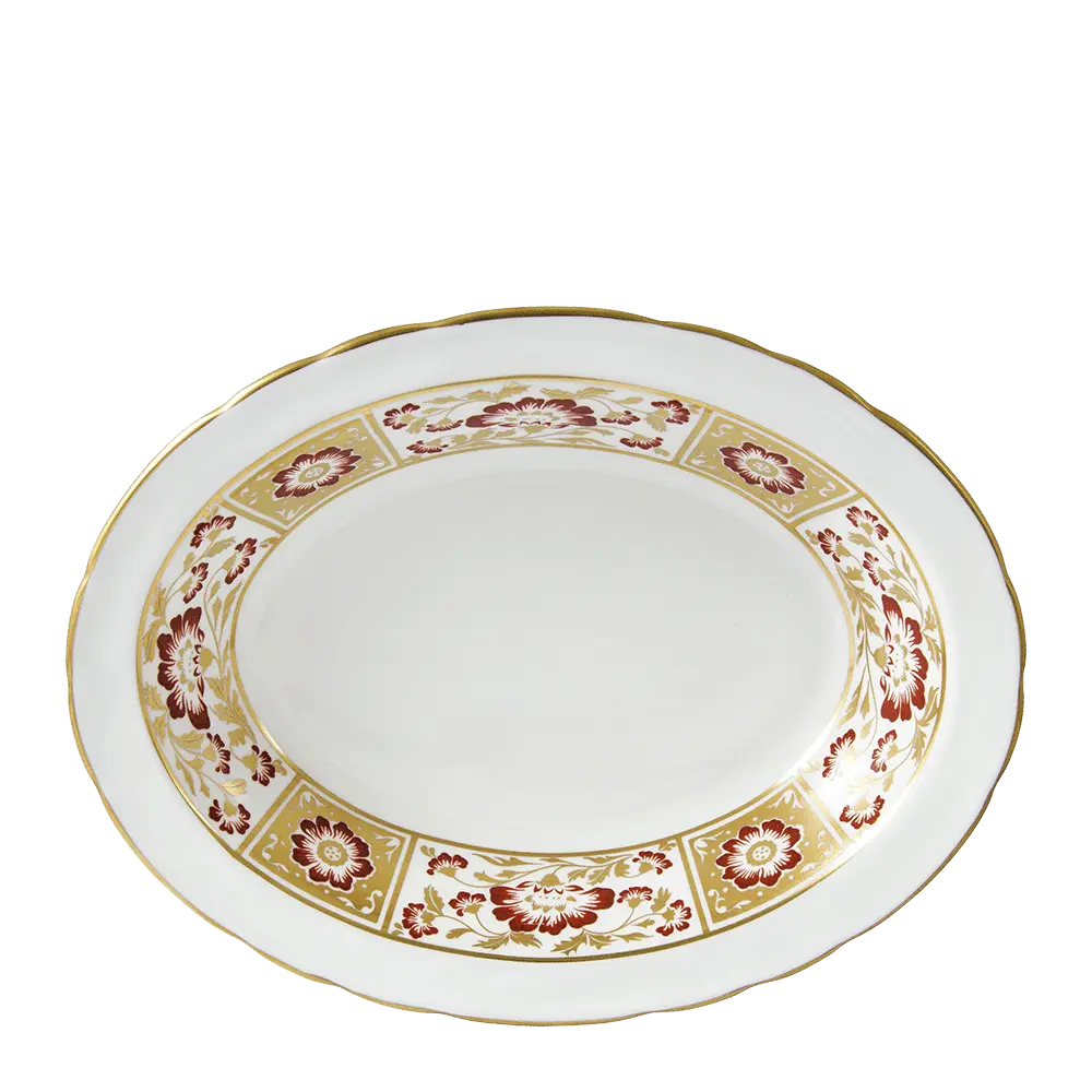 Royal Crown Derby Red Panel Open Vegetable Dish