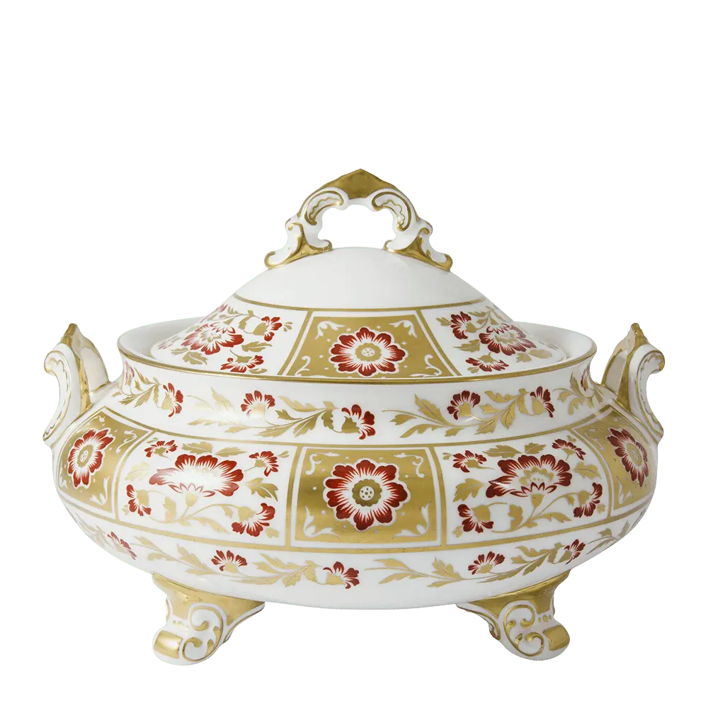 Royal Crown Derby Red Panel Covered Vegetable Dish