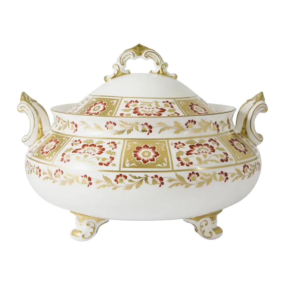 Royal Crown Derby Red Panel Soup Tureen & Stand