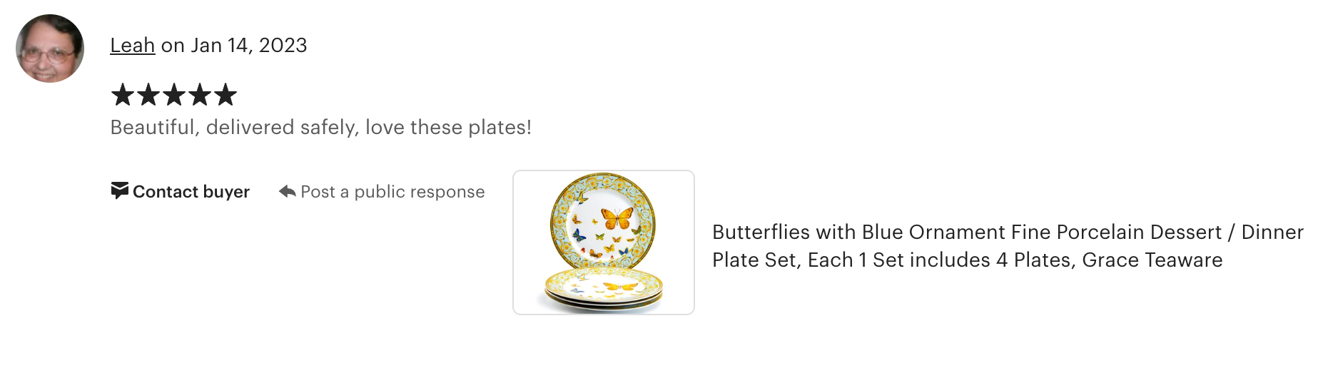 Butterflies with Blue Ornament Fine Porcelain Dessert/Dinner Plate