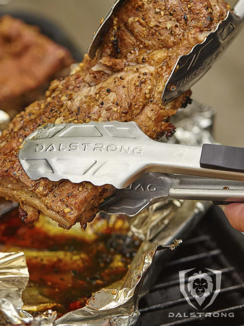 Food Tongs 9" | Stainless Steel Arms & Scalloped Tips | Dalstrong ©