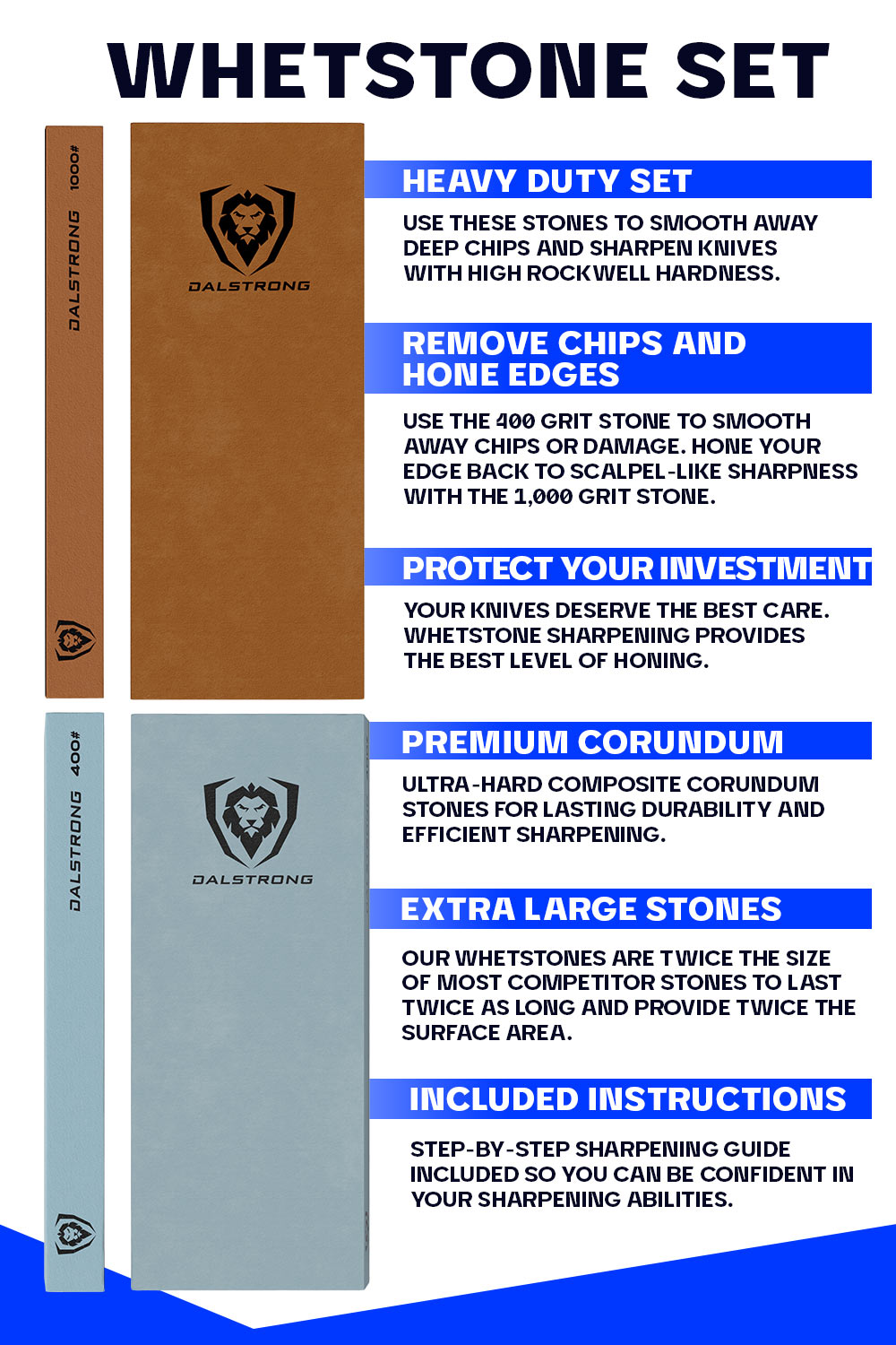 #400 / #1000 Grit | Premium Whetstone Set | Dalstrong ©