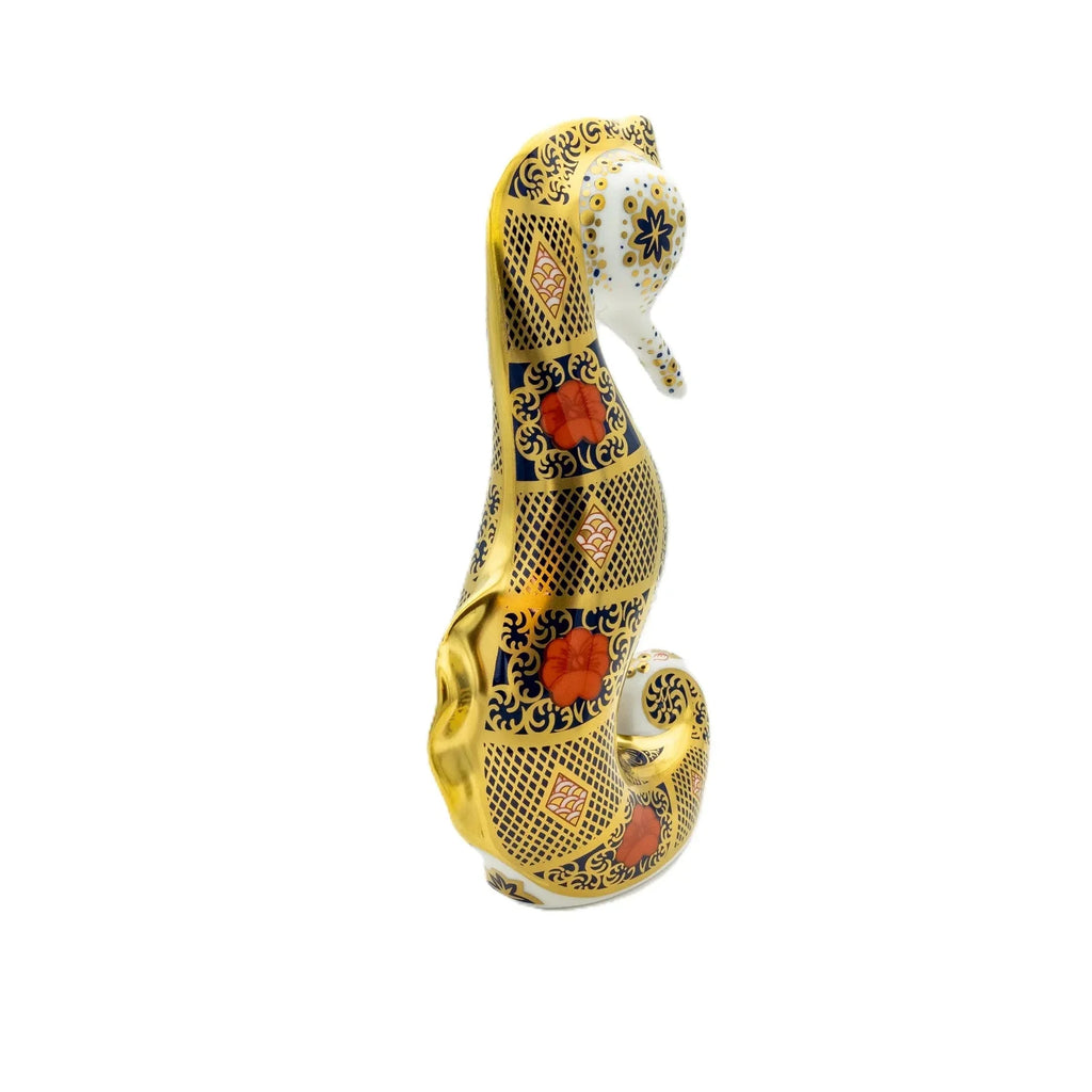 Royal Crown Derby Imari SGB Seahorse Paperweight