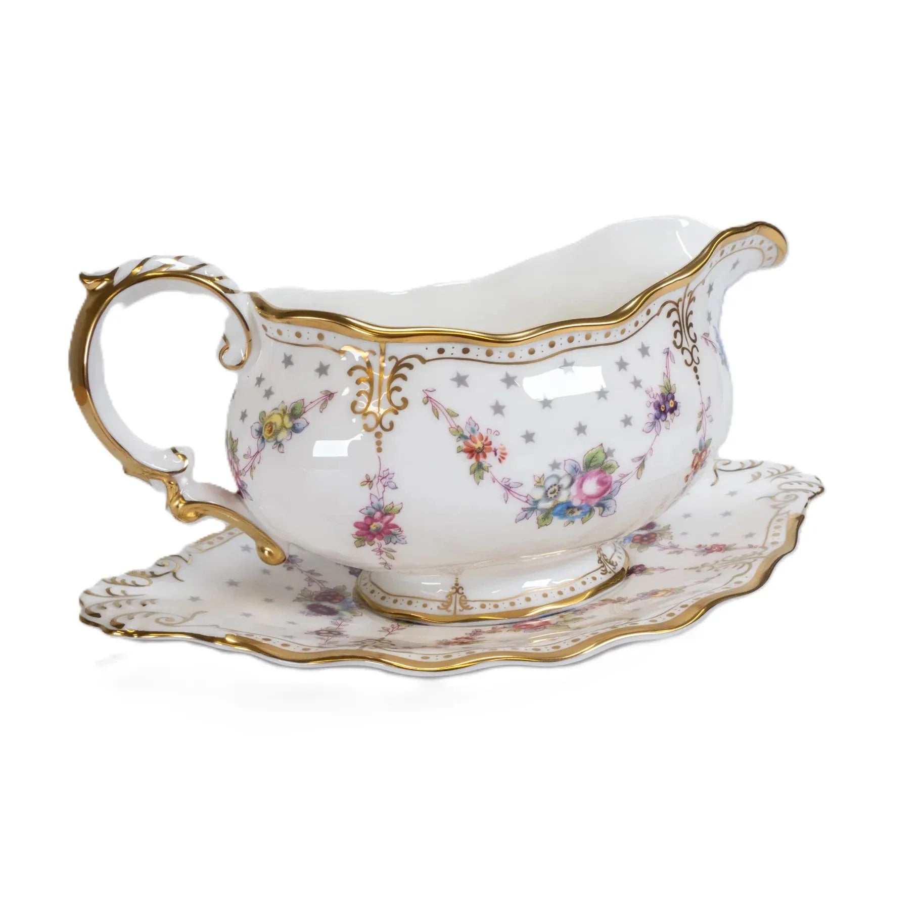 Royal Crown Derby Antoinette Gravy Boat & Stand