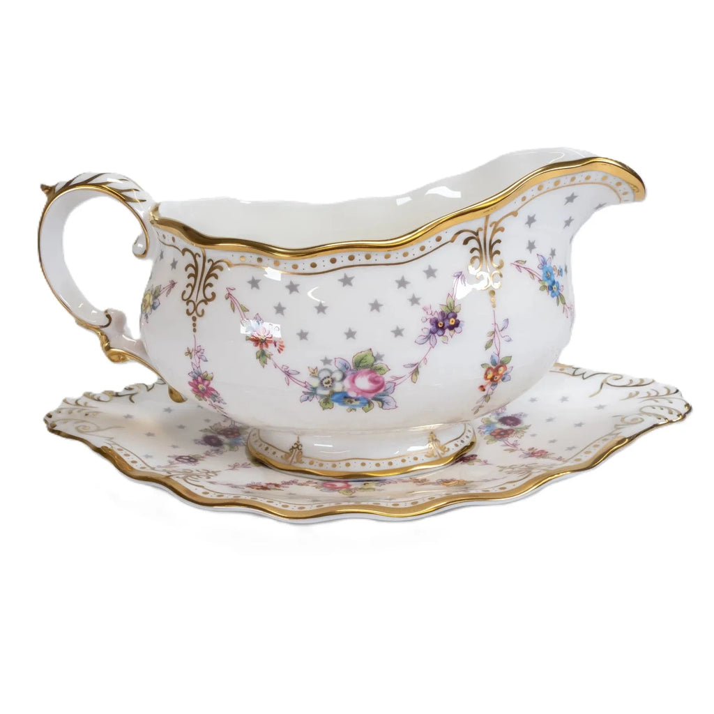 Royal Crown Derby Antoinette Gravy Boat & Stand