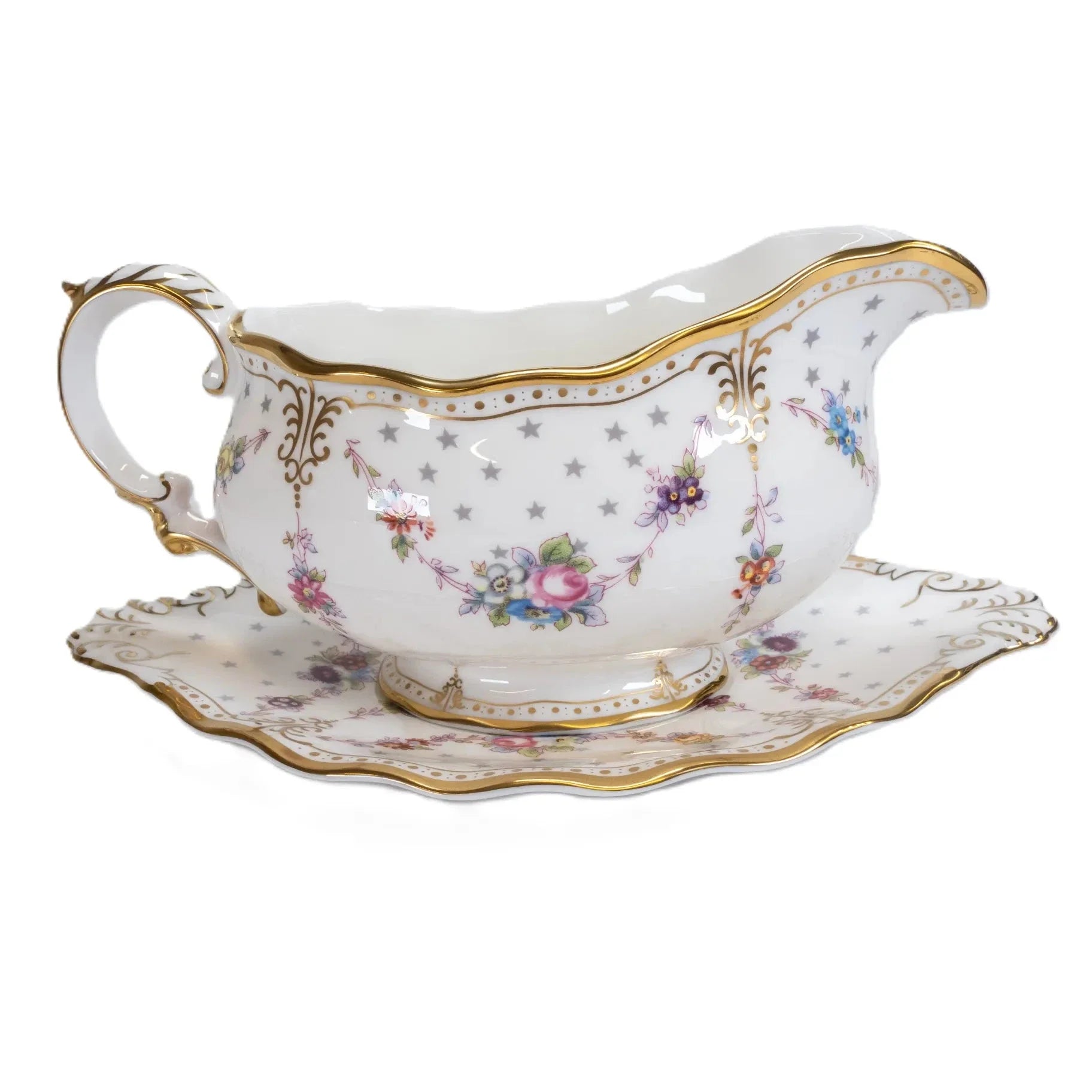 Royal Crown Derby Antoinette Gravy Boat & Stand
