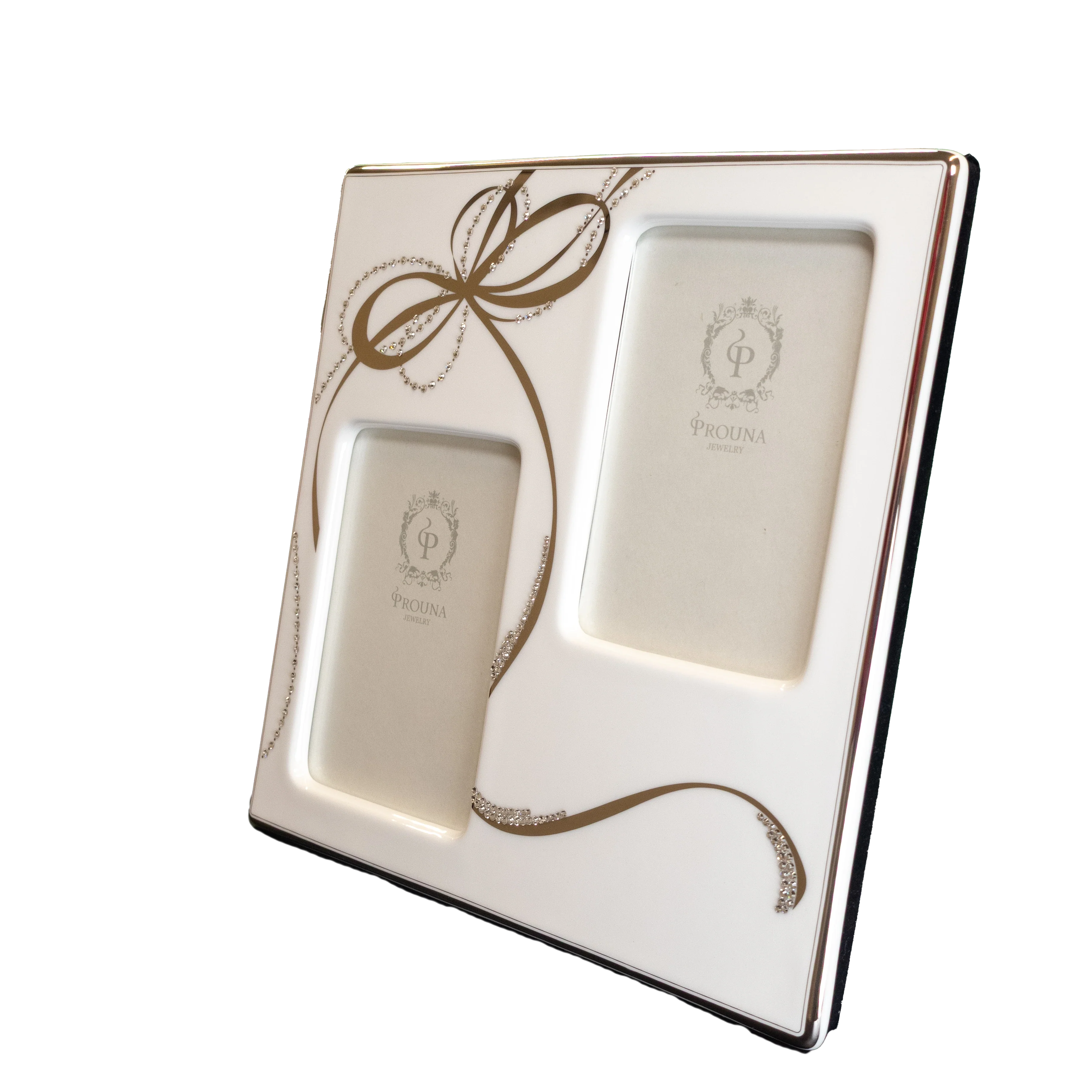 Prouna Ribbons Double Photograph Frame with Swarovski Crystals