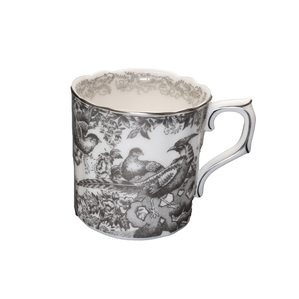 Royal Crown Derby Palladium Aves Coffee Cup & Saucer Bone China