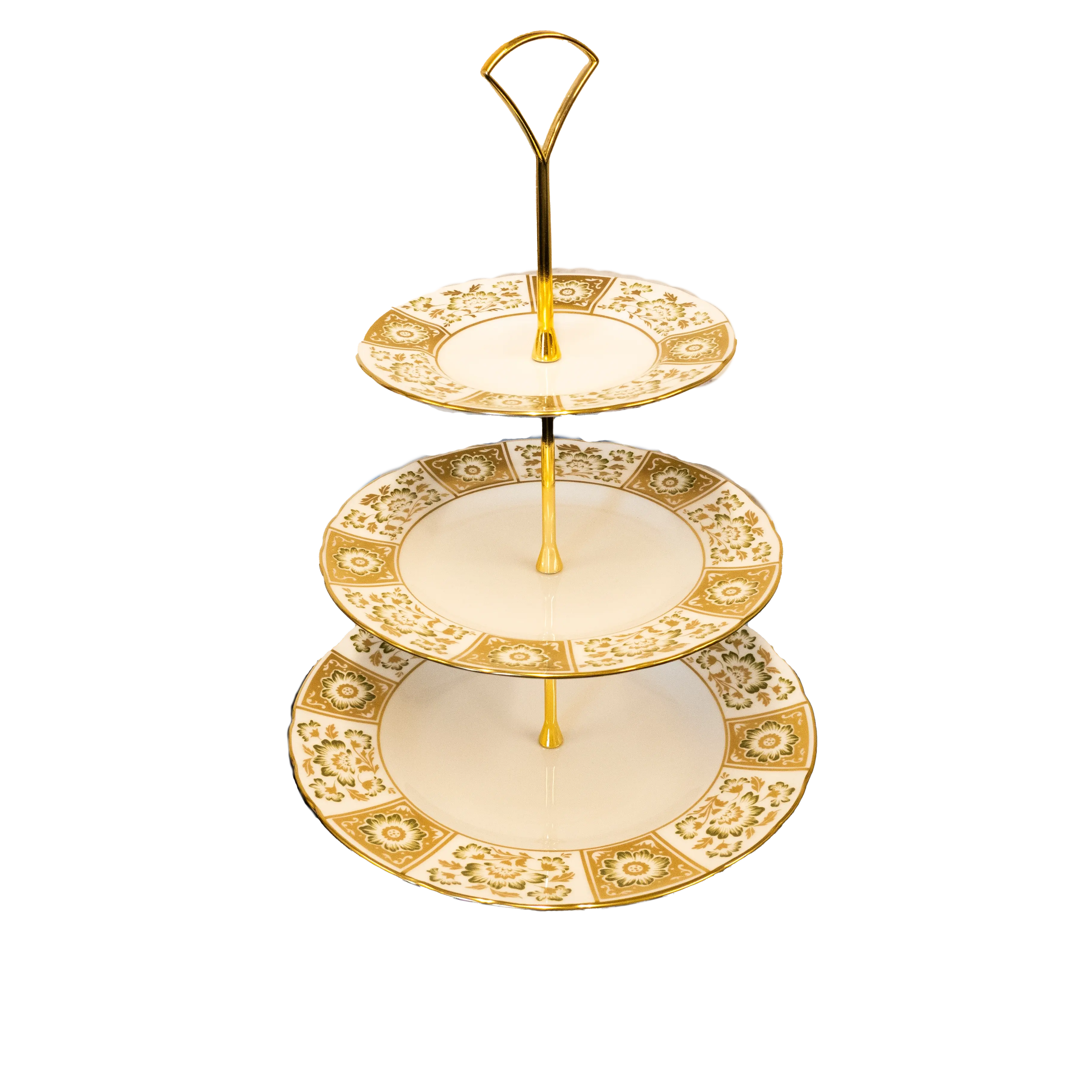 Royal Crown Derby Green Panel 3 Tier Cake Stand