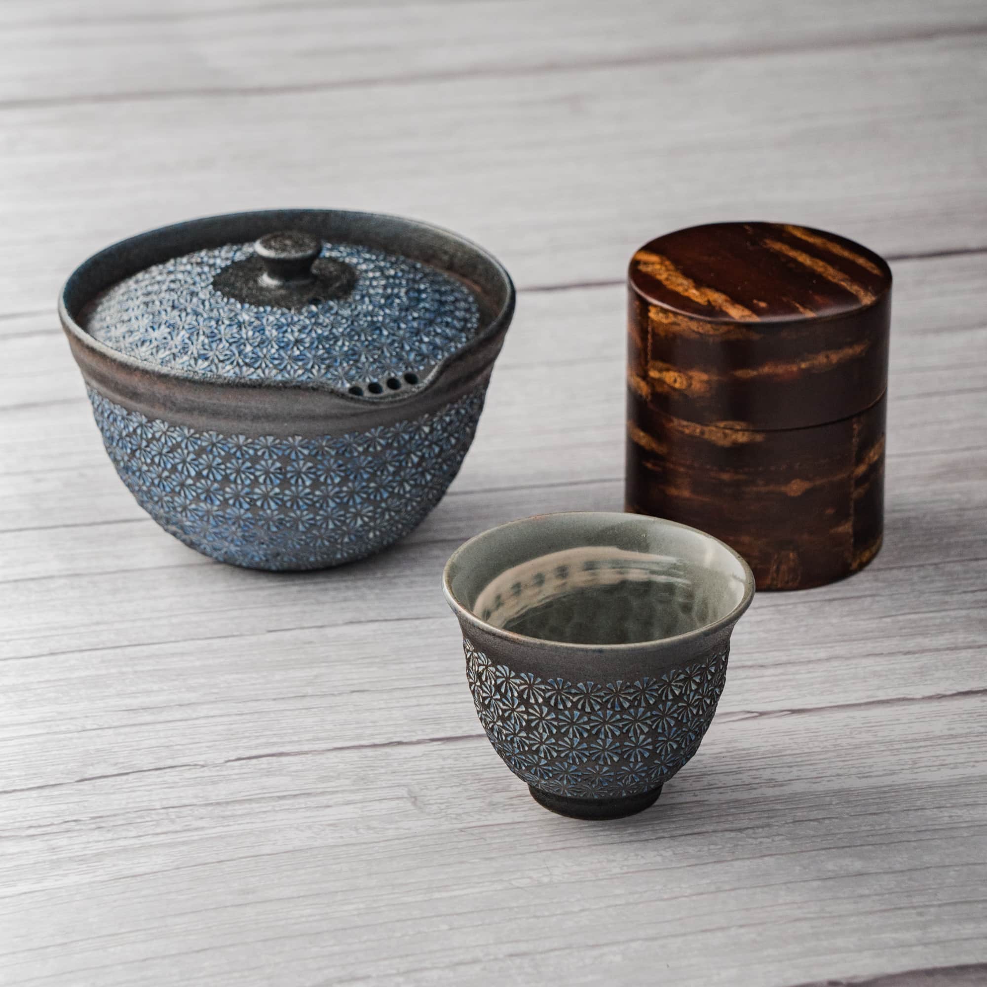 Blue Ao-Mishima Yunomi - 60ml
