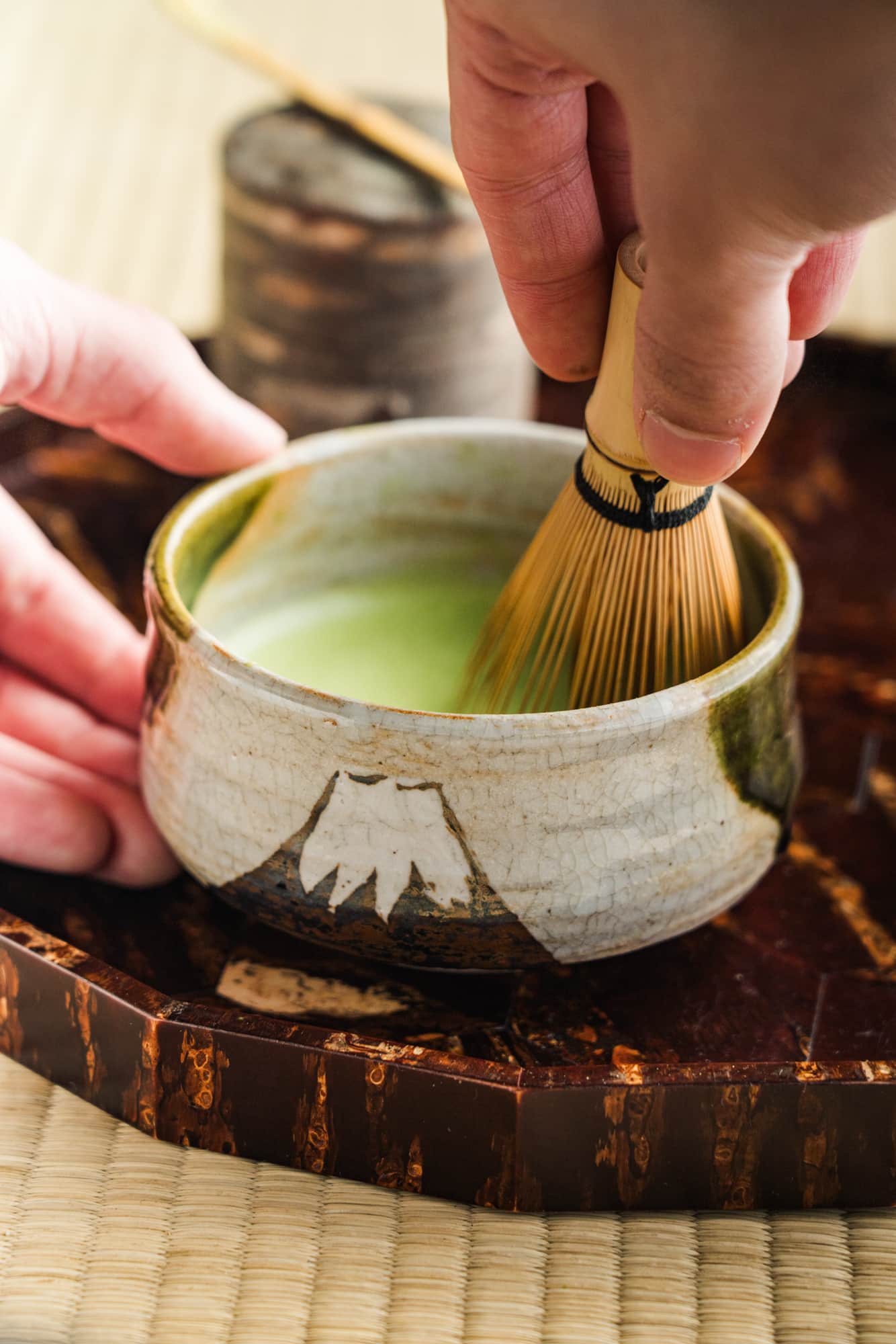 Mt. Fuji Ao-Oribe Chawan