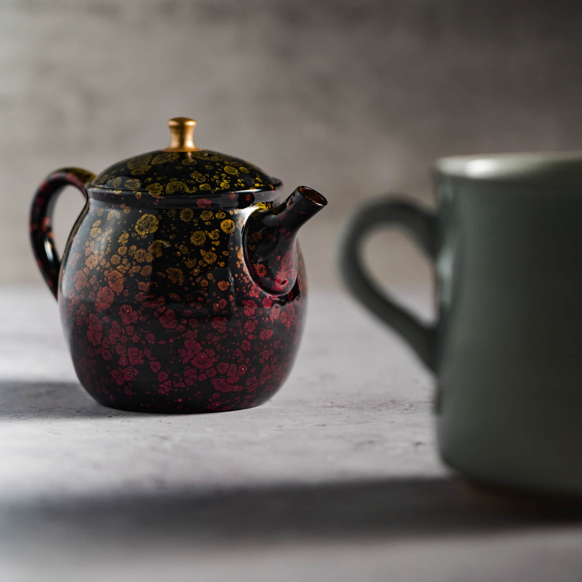 Black Gold Tenmoku Tokoname Rear-Handled Teapot - 200ml