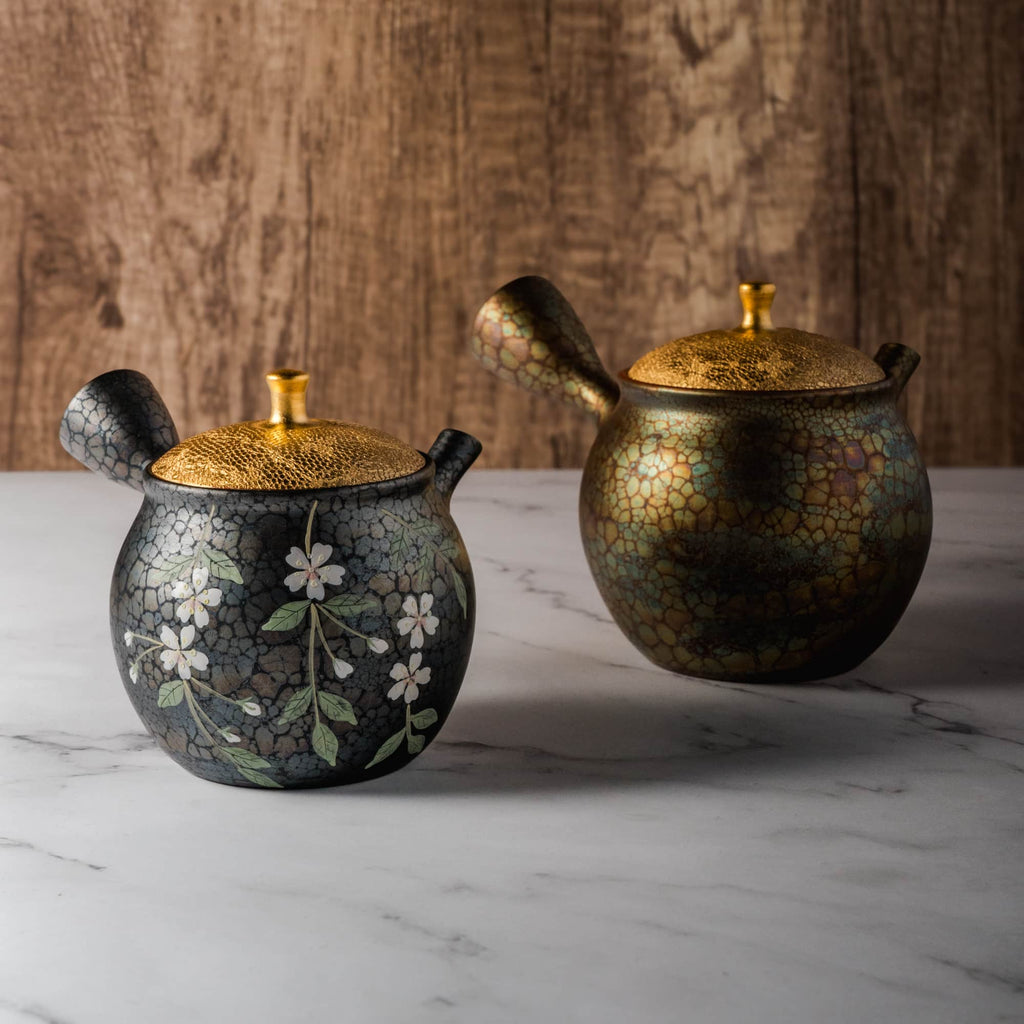 Plum Blossom Gold Tenmoku Tokoname Teapot - 160ml