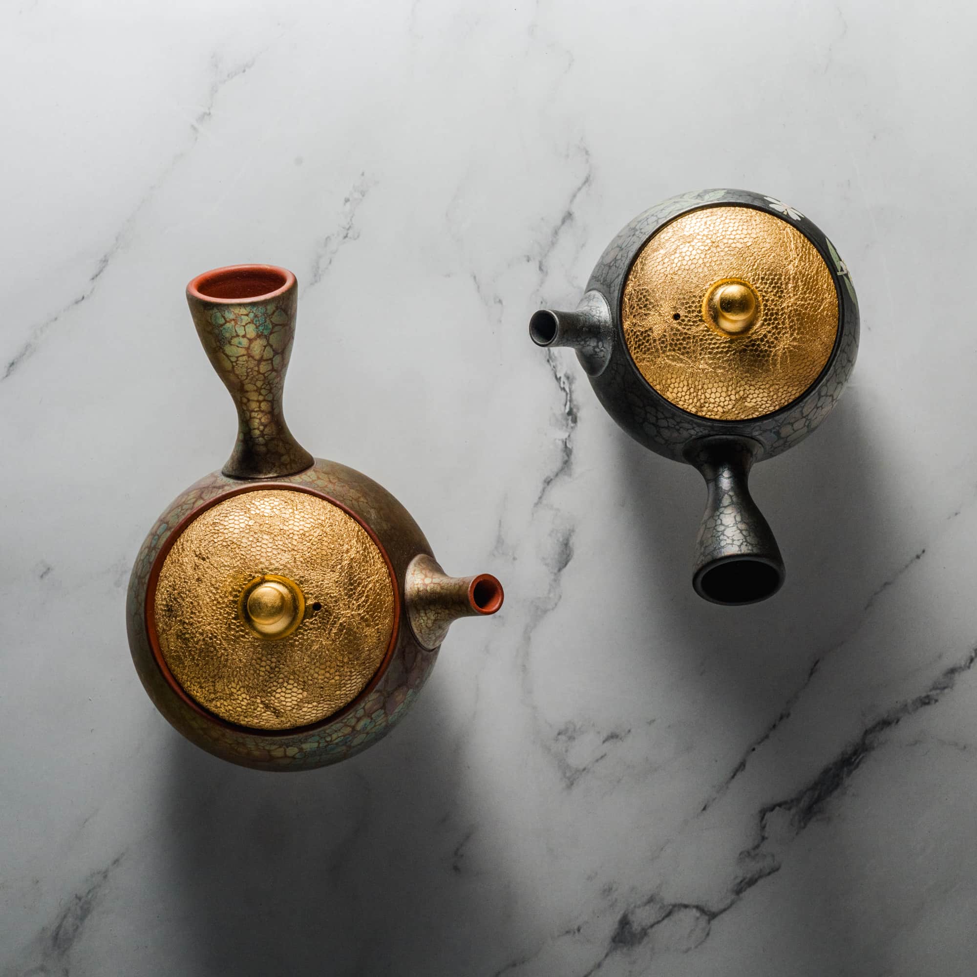 Plum Blossom Gold Tenmoku Tokoname Teapot - 160ml