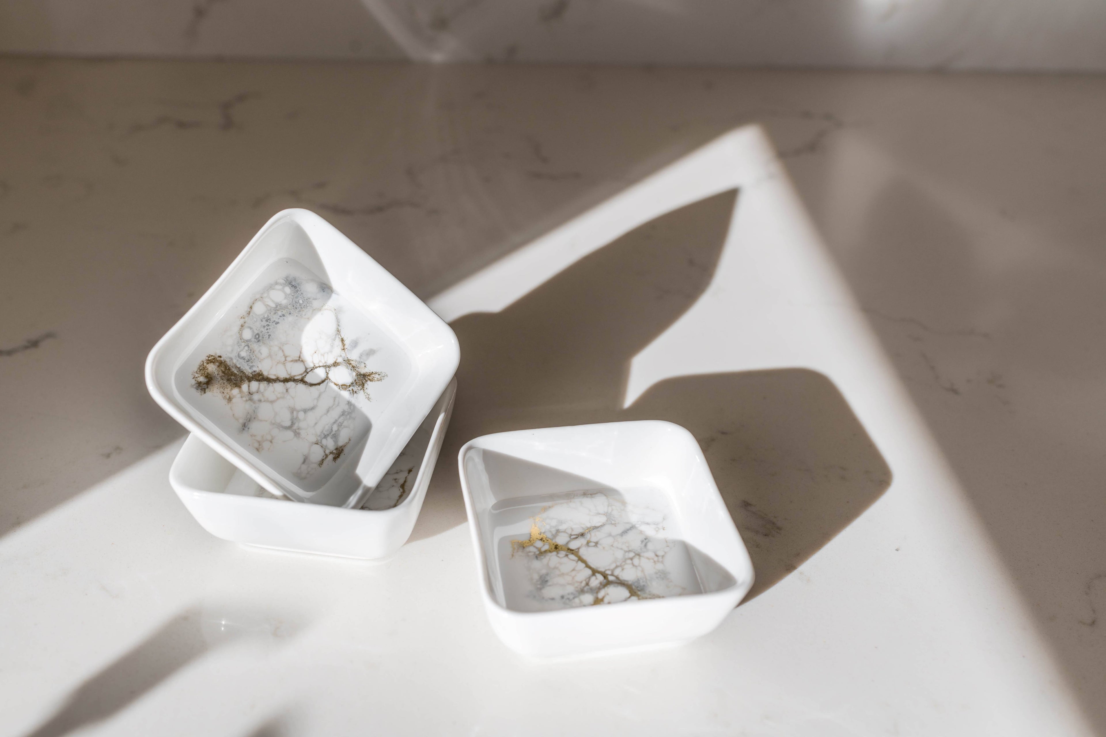 Resin Accented Ceramic Dipping Bowls (sets of 3)