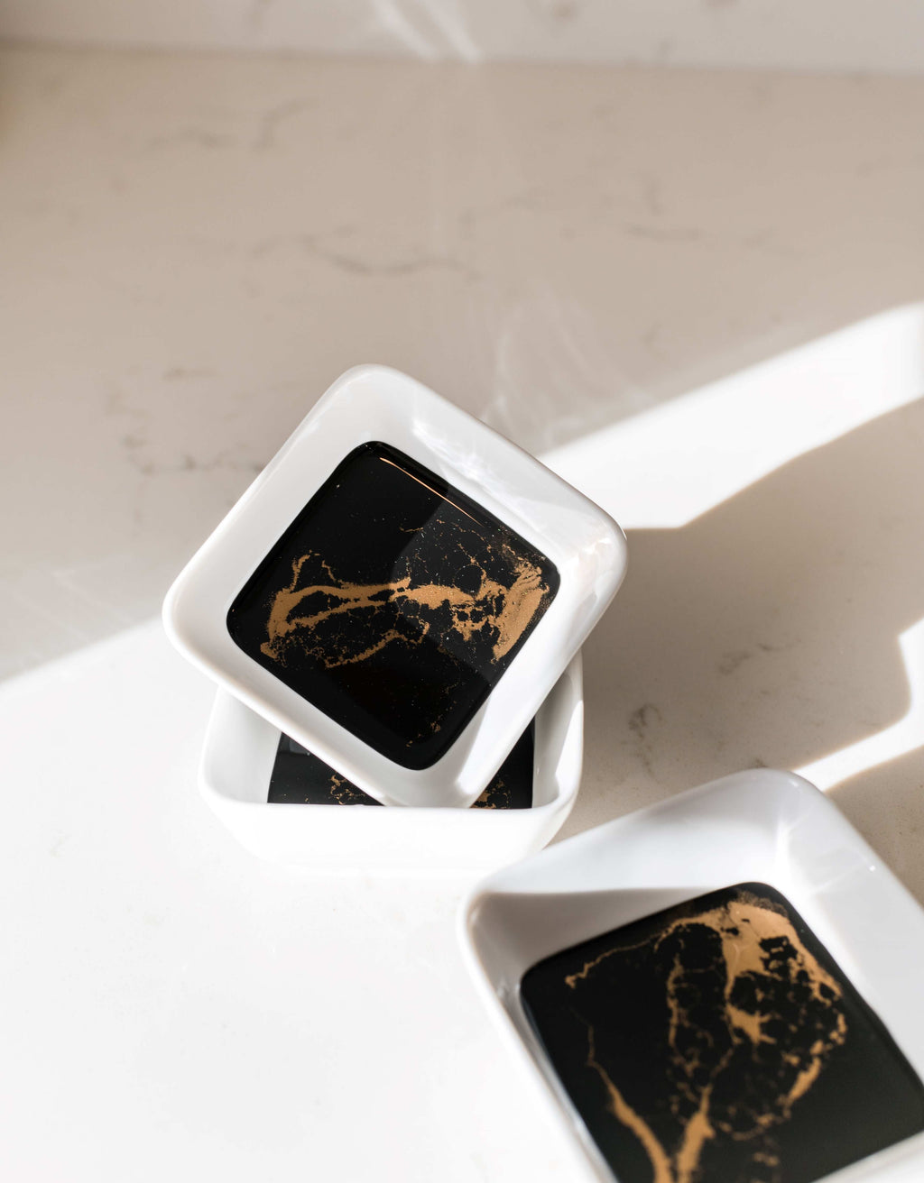 Resin Accented Ceramic Dipping Bowls (sets of 3)