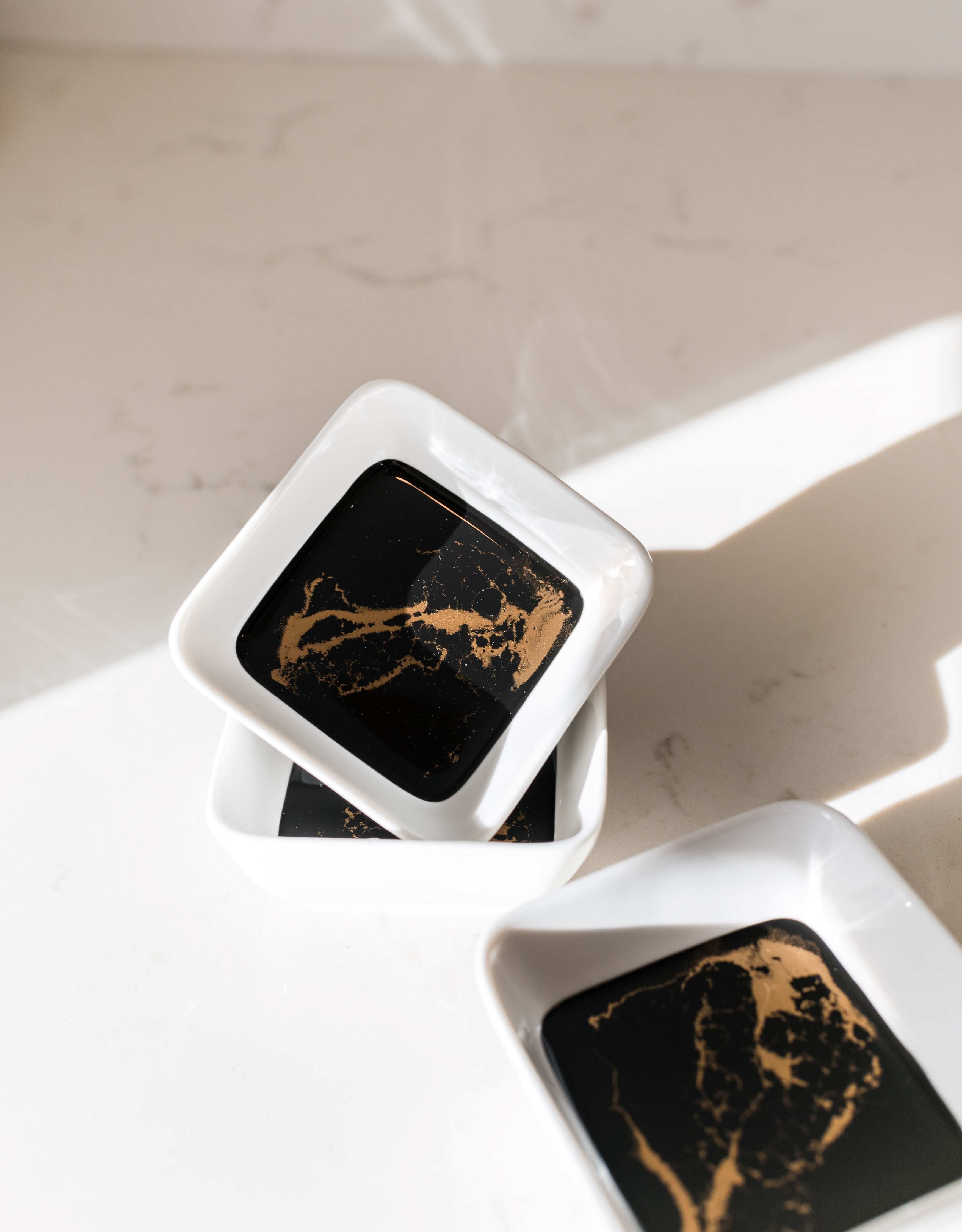 Resin Accented Ceramic Dipping Bowls (sets of 3)