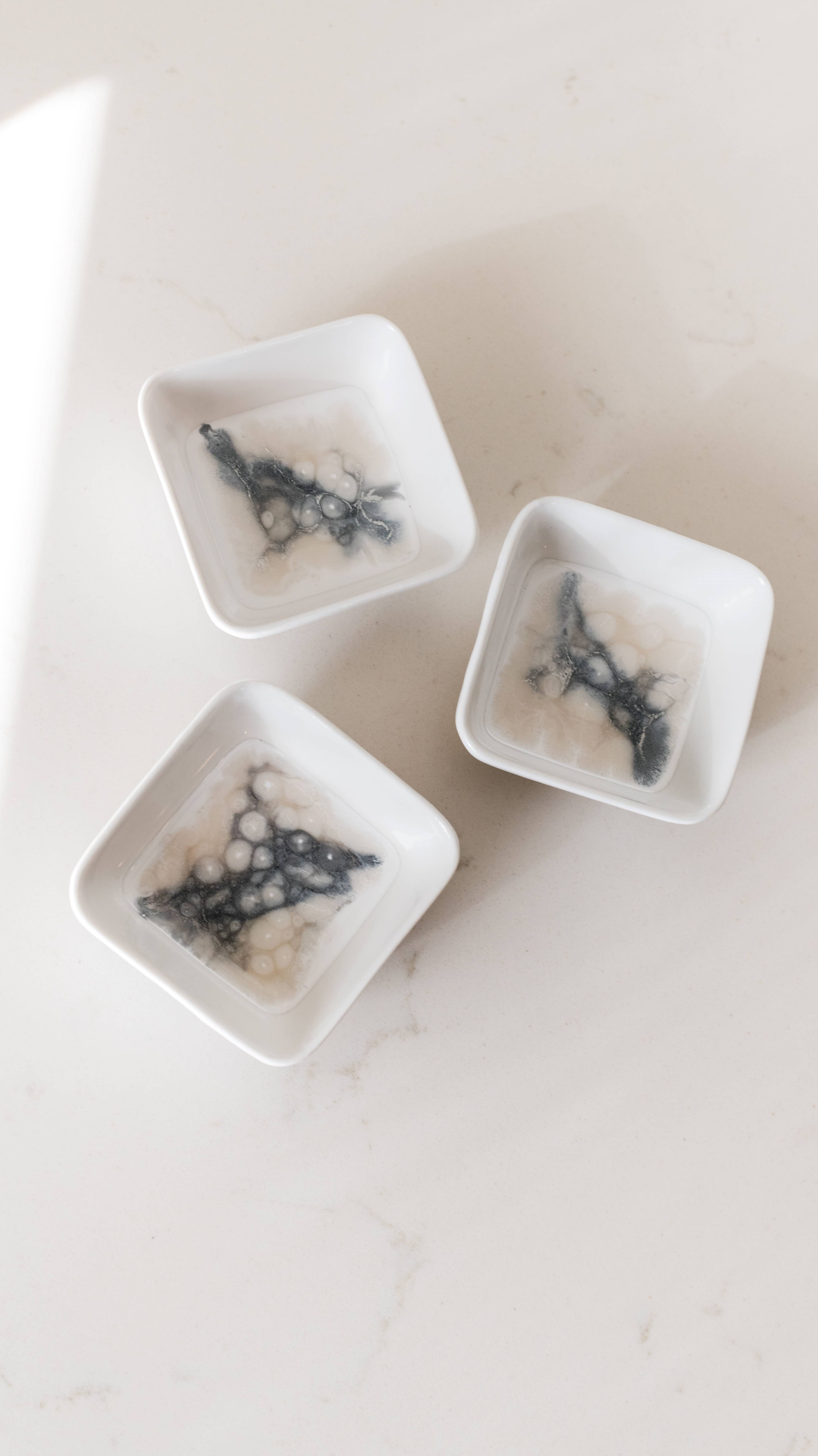 Resin Accented Ceramic Dipping Bowls (sets of 3)