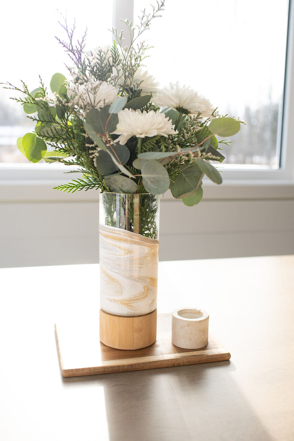 NEW!!! Resin Accented Vase with Bamboo Base