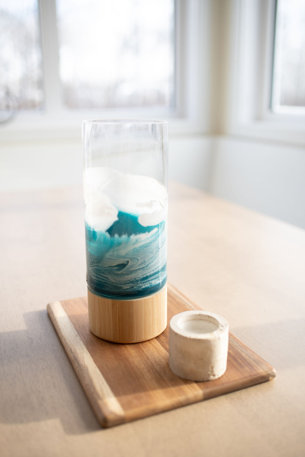 NEW!!! Resin Accented Vase with Bamboo Base