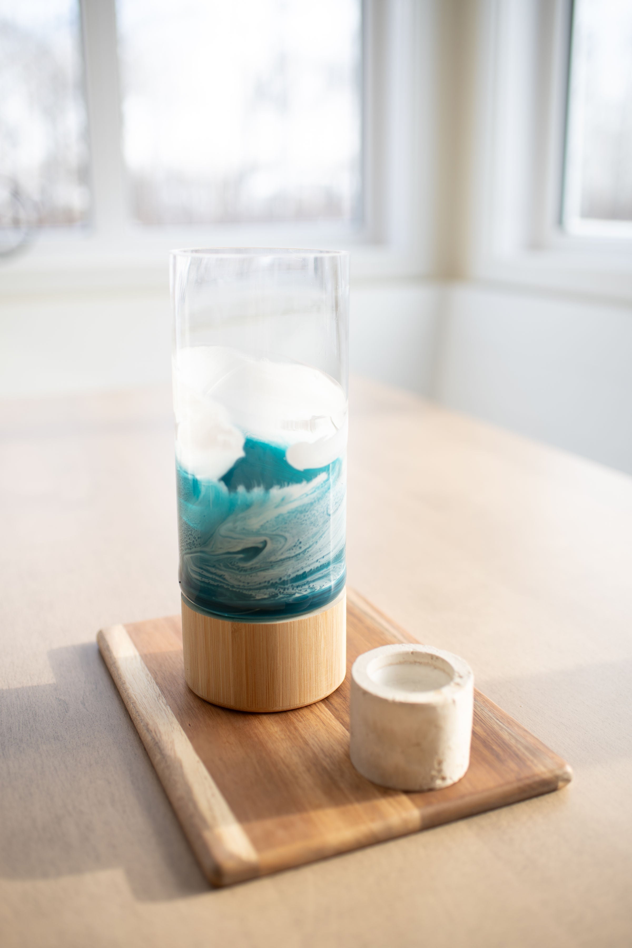 NEW!!! Resin Accented Vase with Bamboo Base
