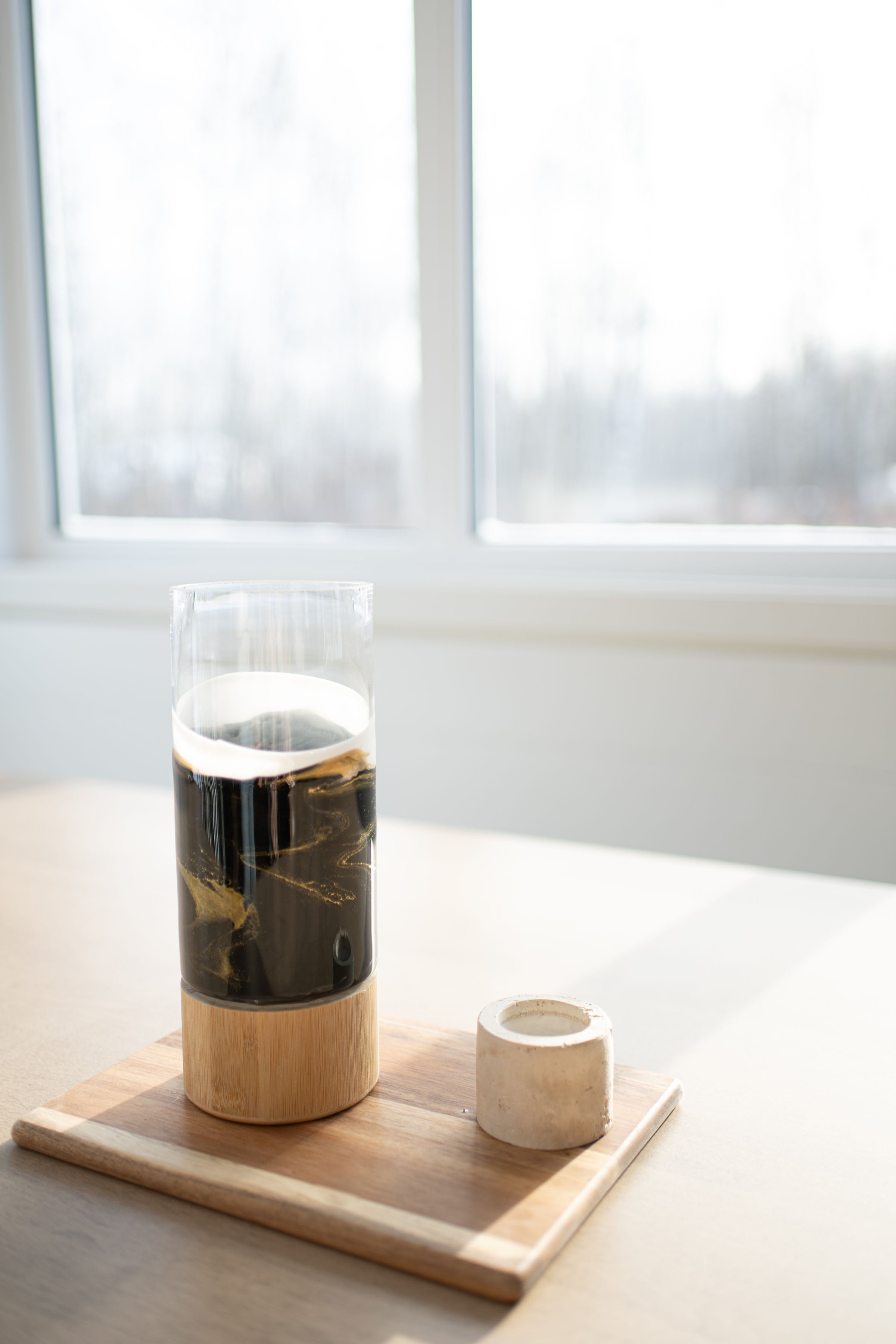 NEW!!! Resin Accented Vase with Bamboo Base