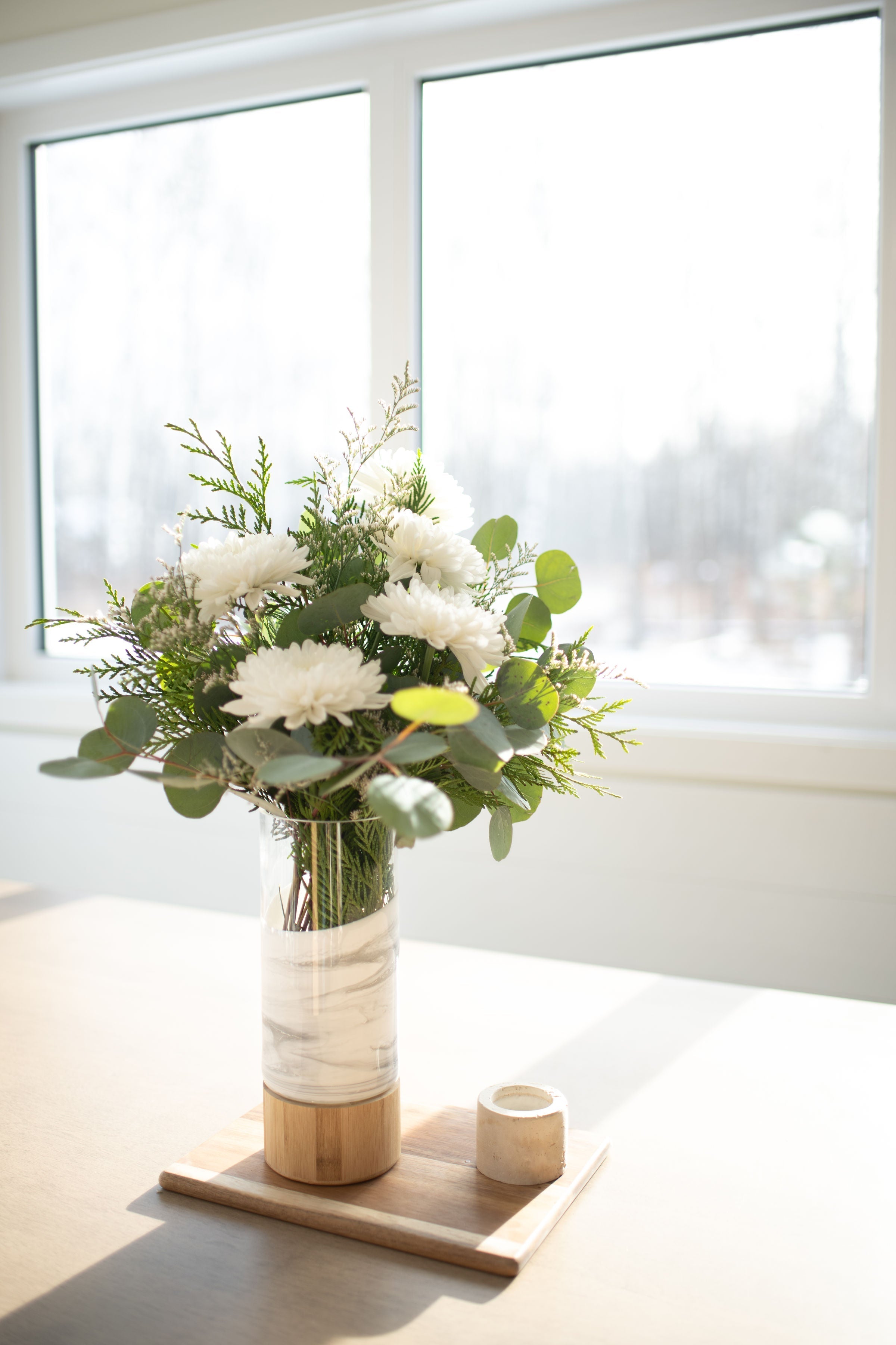NEW!!! Resin Accented Vase with Bamboo Base
