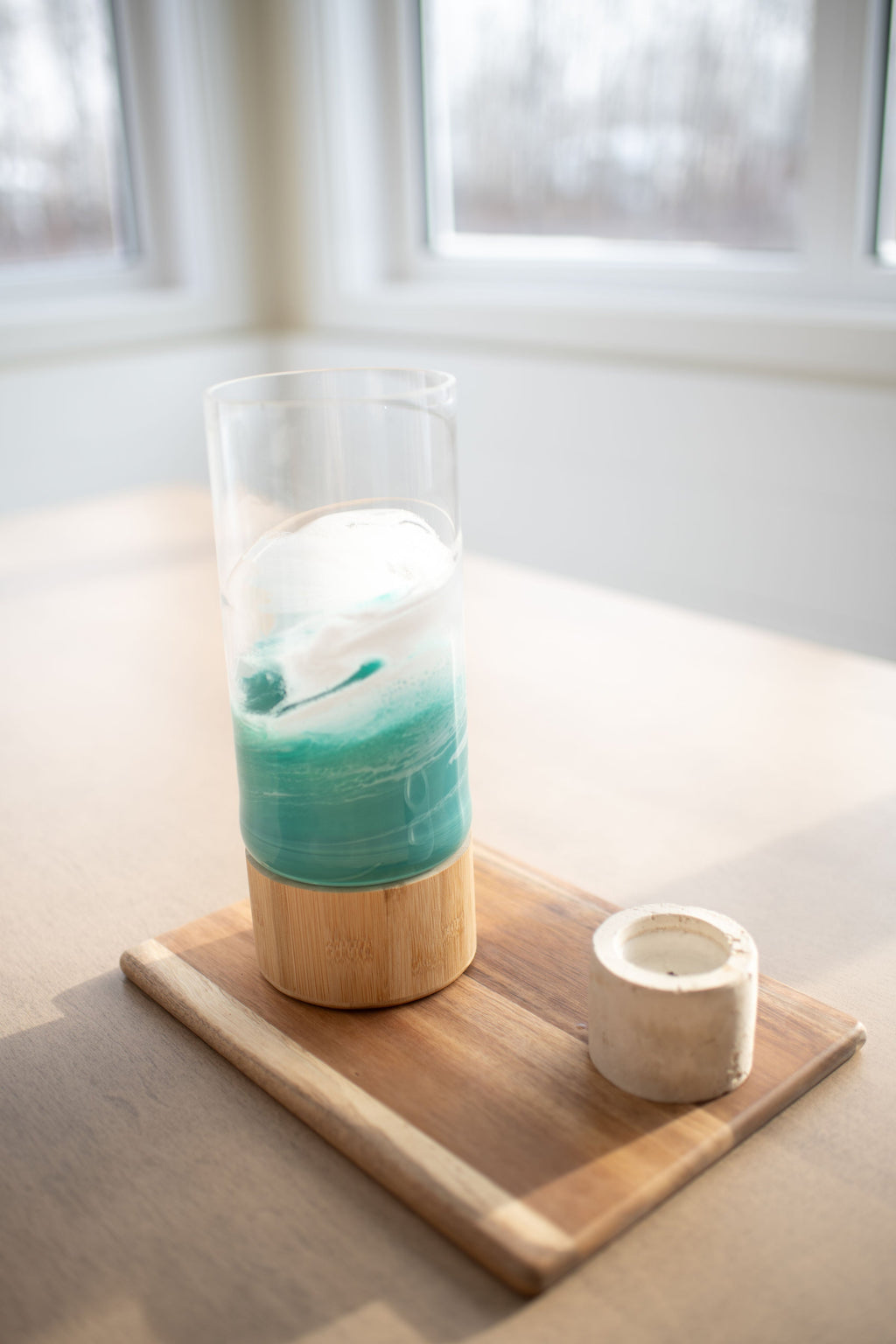 NEW!!! Resin Accented Vase with Bamboo Base