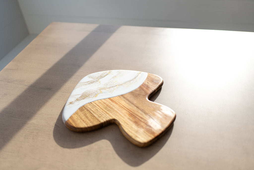 NEW!!! Mushroom Shaped Acacia Cheese Board and Ceramic Tray
