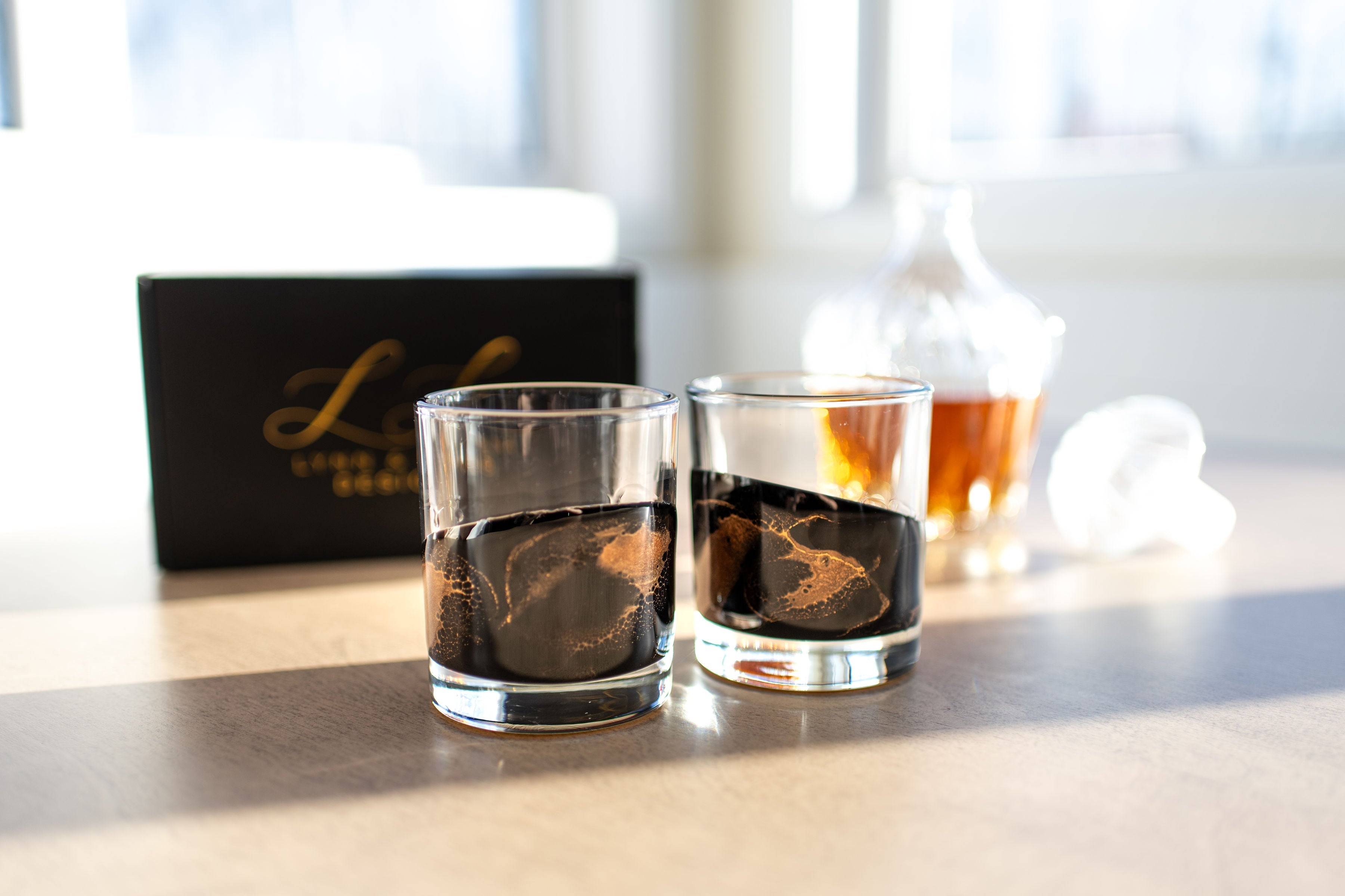 NEW!!! Resin Coated Old Fashioned Whisky Glasses (Set of 2) - Restocking May 29