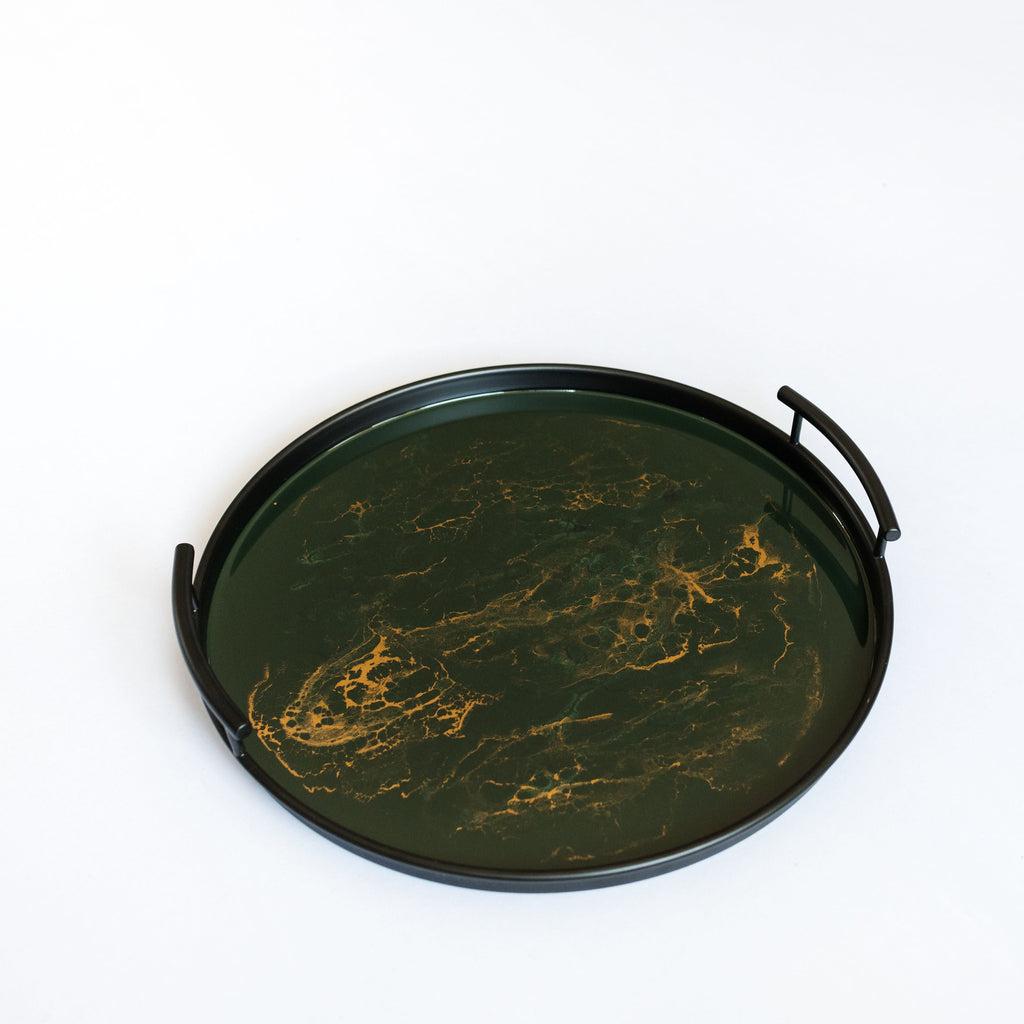 Resin Black Round Tray