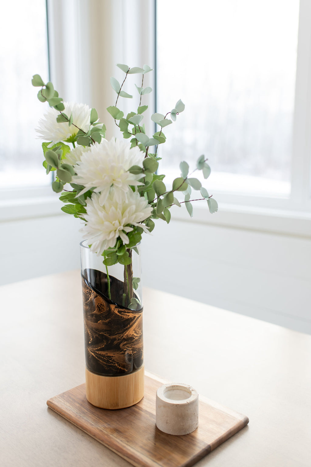 NEW!!! Resin Accented Vase with Bamboo Base