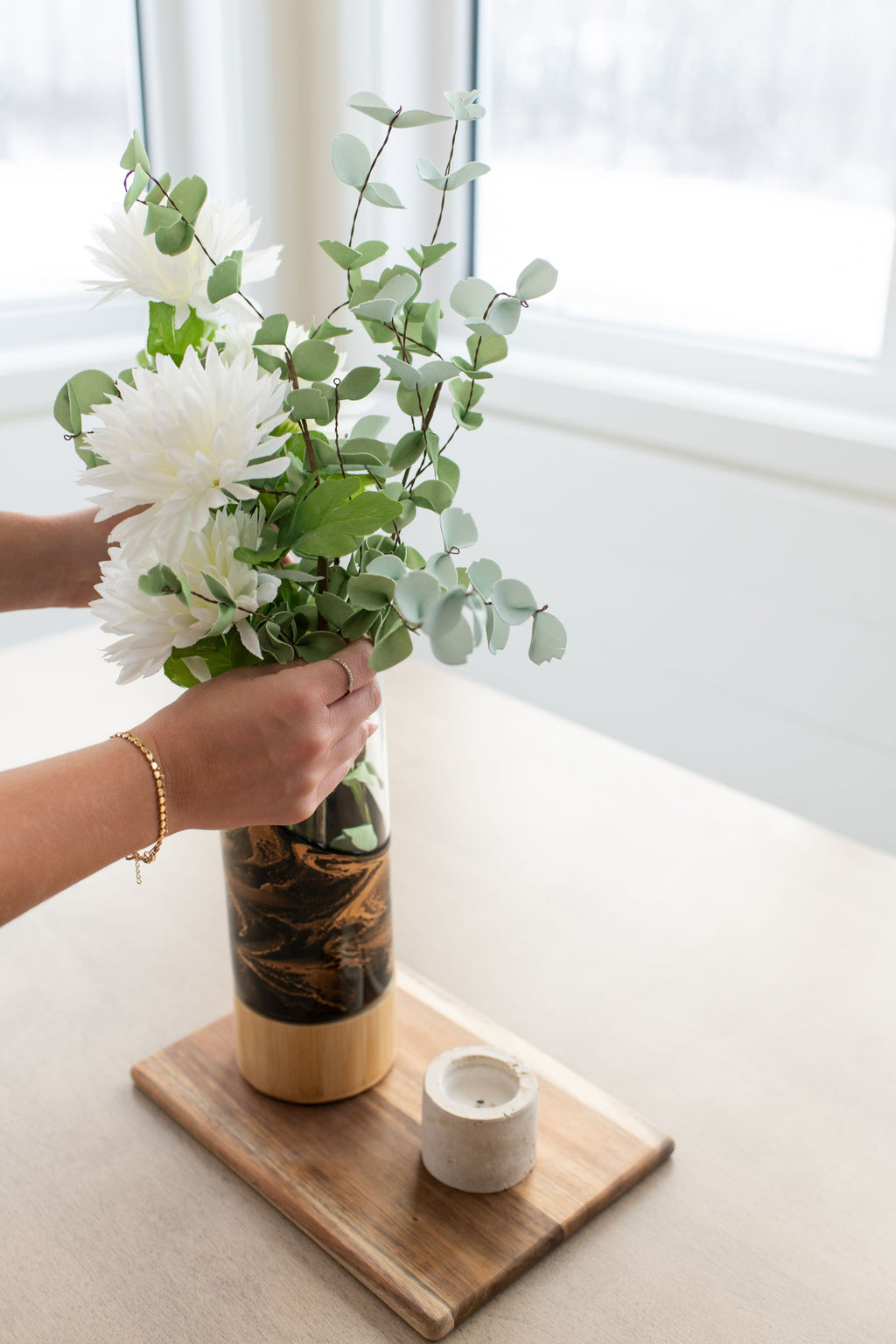 NEW!!! Resin Accented Vase with Bamboo Base