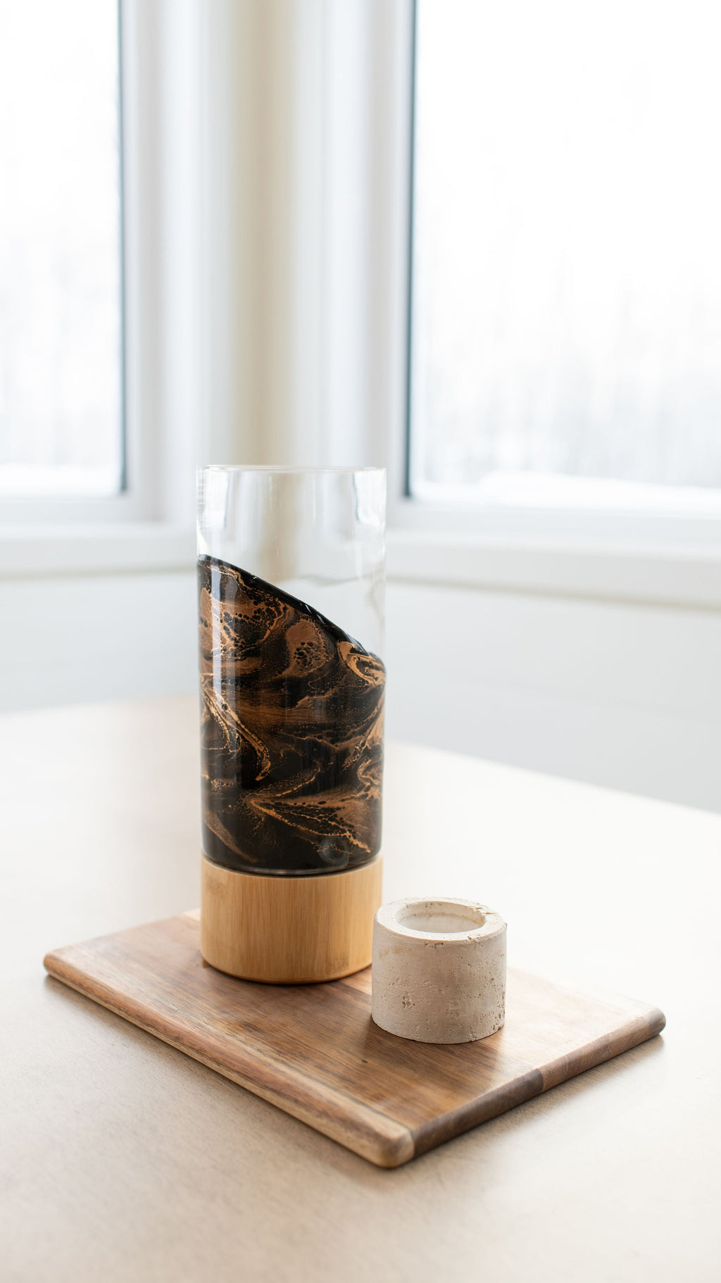 NEW!!! Resin Accented Vase with Bamboo Base