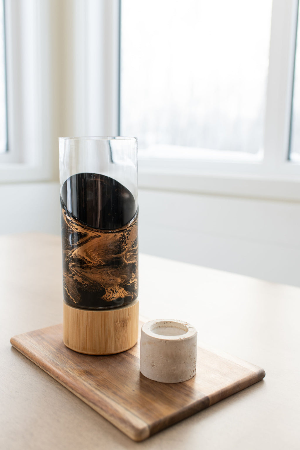 NEW!!! Resin Accented Vase with Bamboo Base